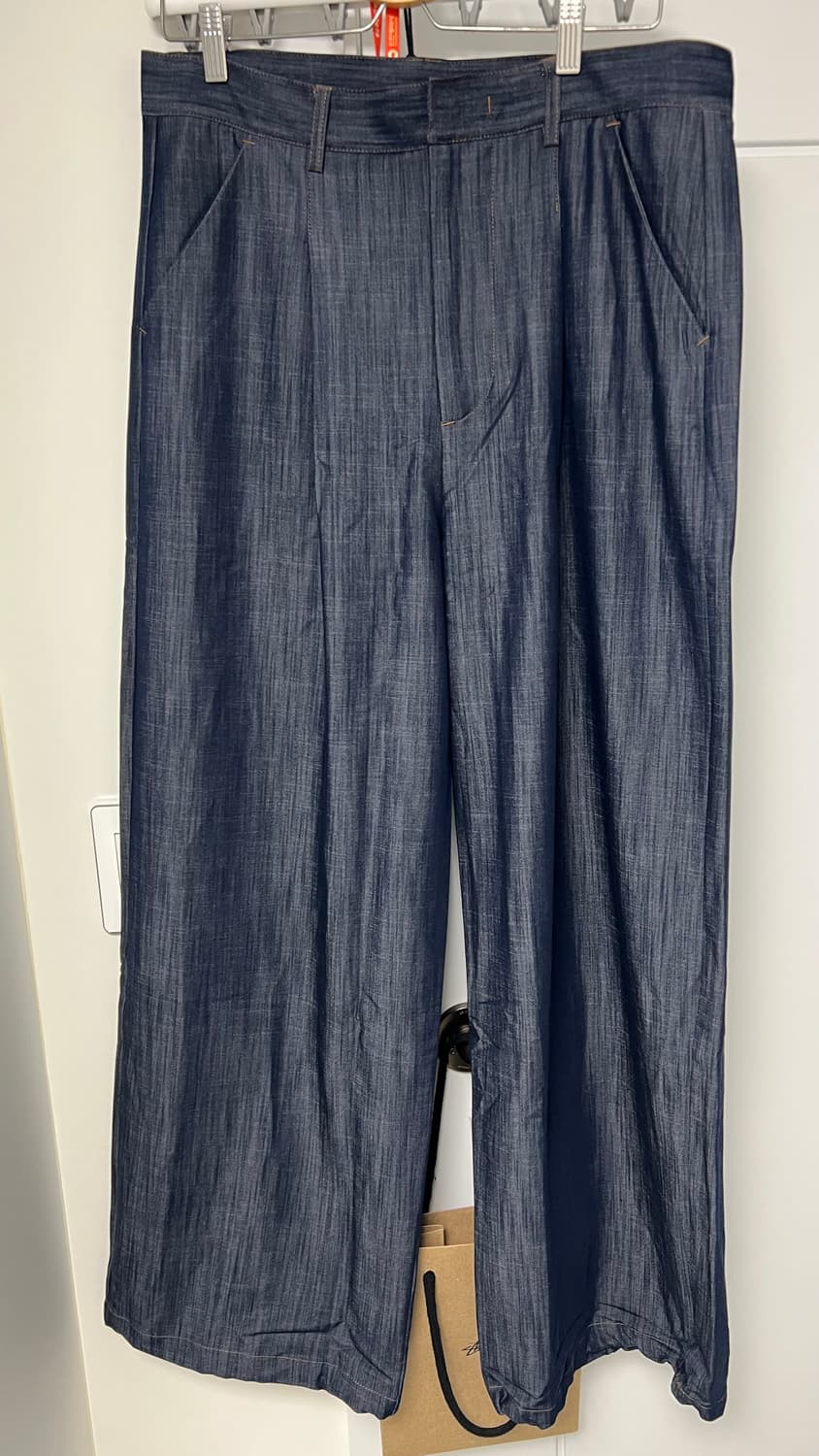 DNSR/디앤에스알 벨티드 드레이프 슬랙스 인디고 상품이미지1