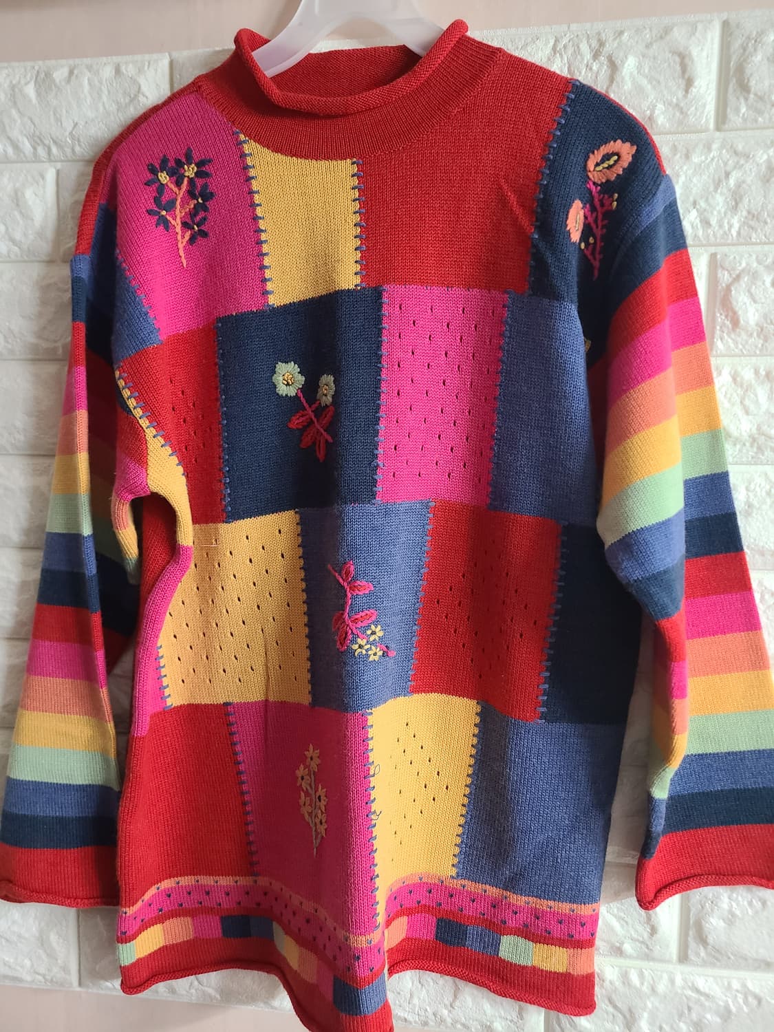 기비 꽃자수 니트 스웨터(55-66) 상품이미지1