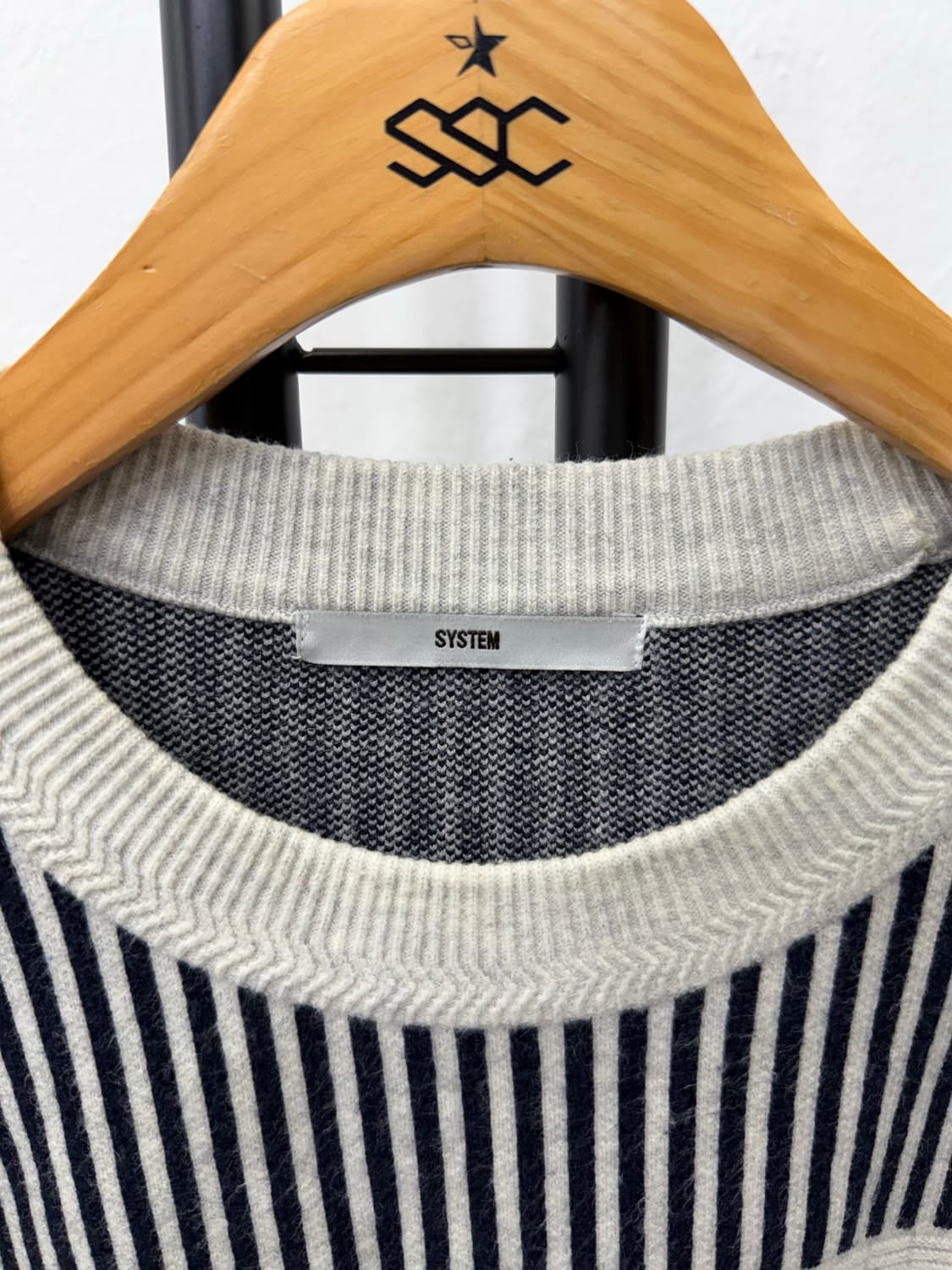 정품) 시스템옴므 한섬 스트라이프 패턴 니트 100 상품이미지5