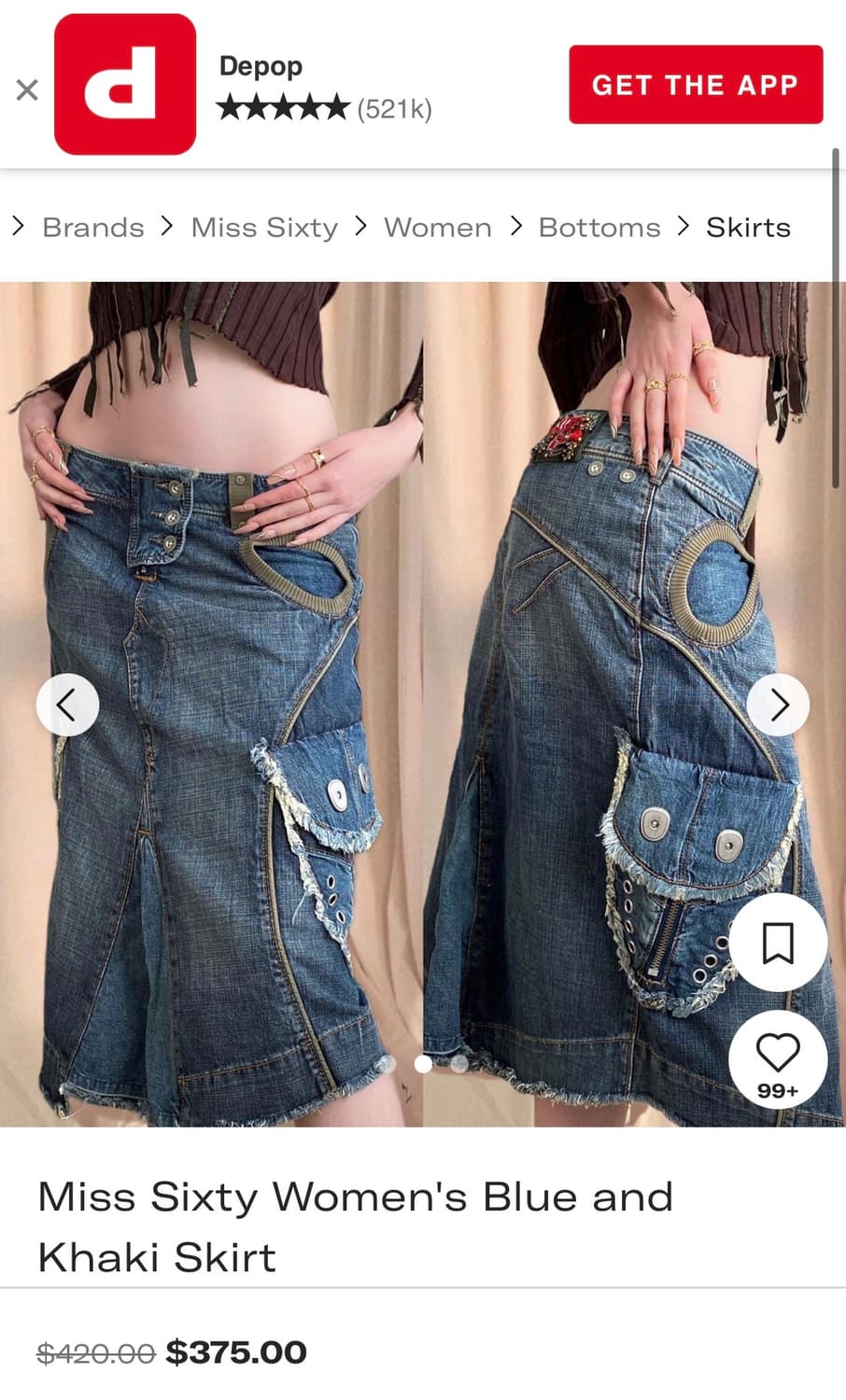 Miss sixty RARE archive denim midi skirt 상품이미지9