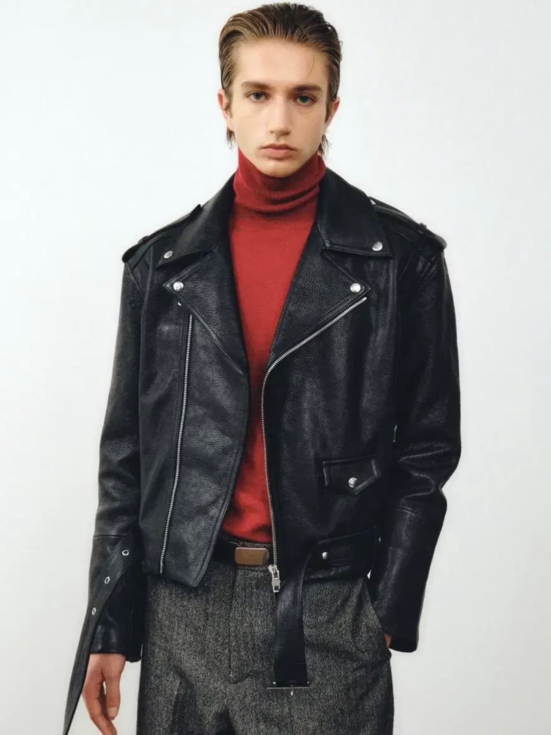 (급처) 노이어 - 앤틱 카우 레더 크롭 라이더자켓 상품이미지2