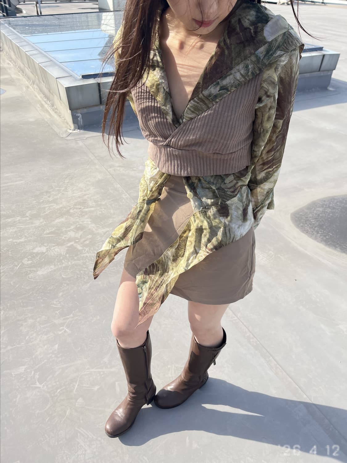 Brown Lap Skirt 브라운 랩 스커트 상품이미지6