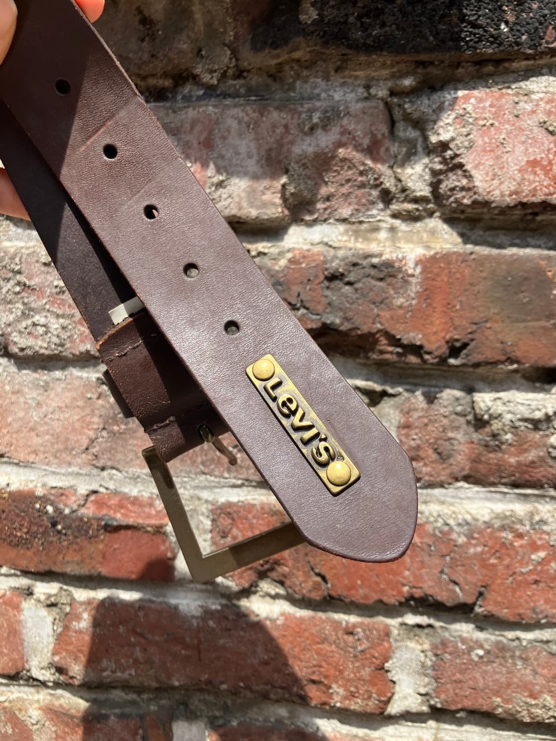 Levi’s 금속 플레이트 브라운 레더 벨트 상품이미지4