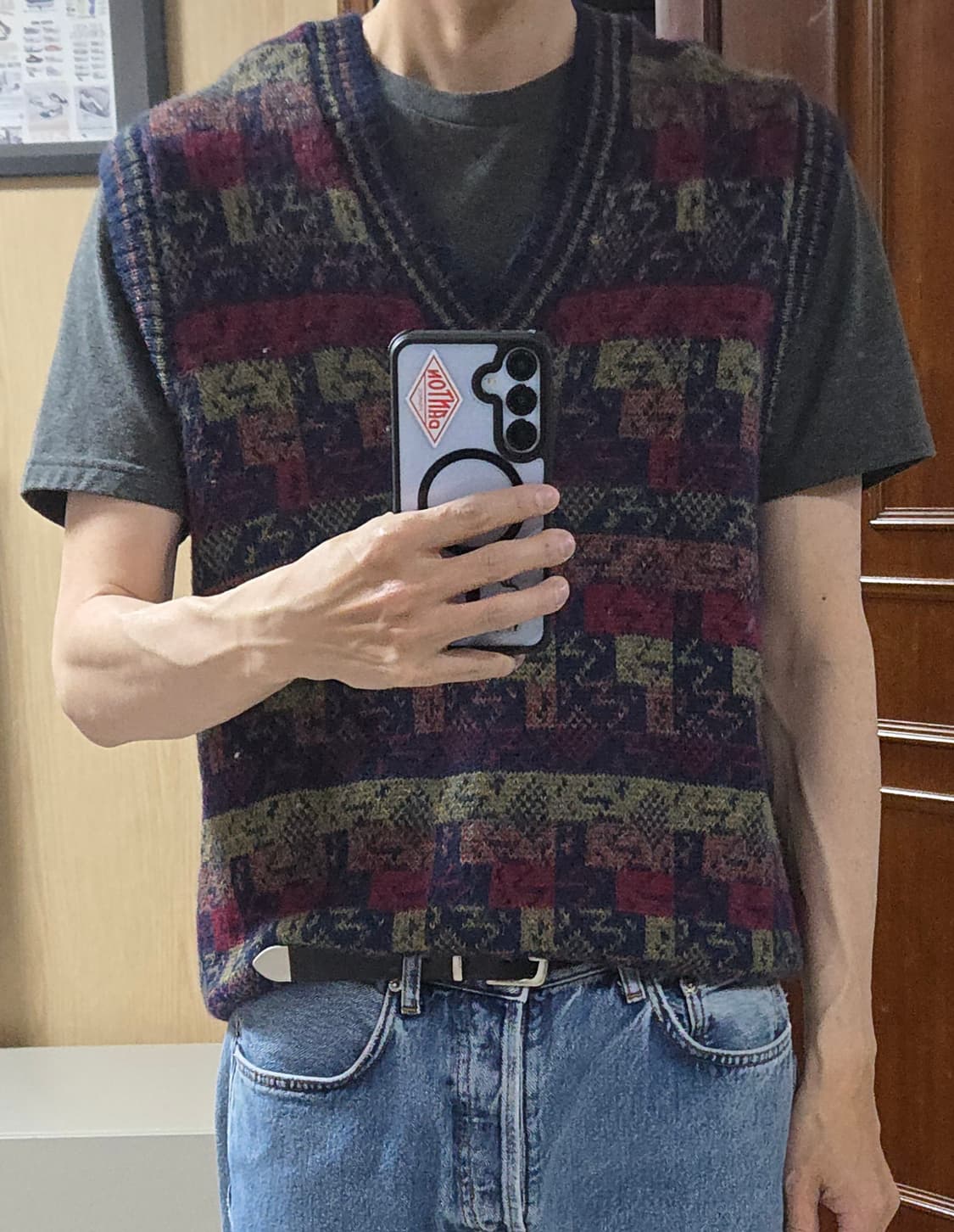 (착샷) 와리 wari 알파카 페어아일 니트 베스트 상품이미지7