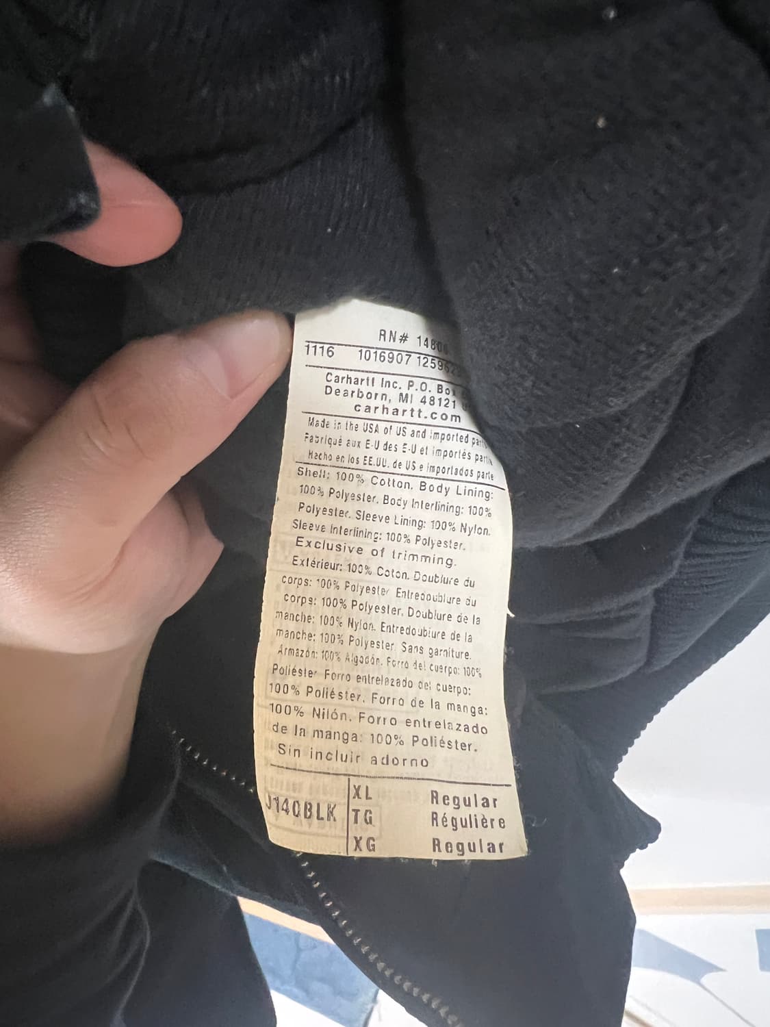 칼하트 J140 블랙 XL 상품이미지4