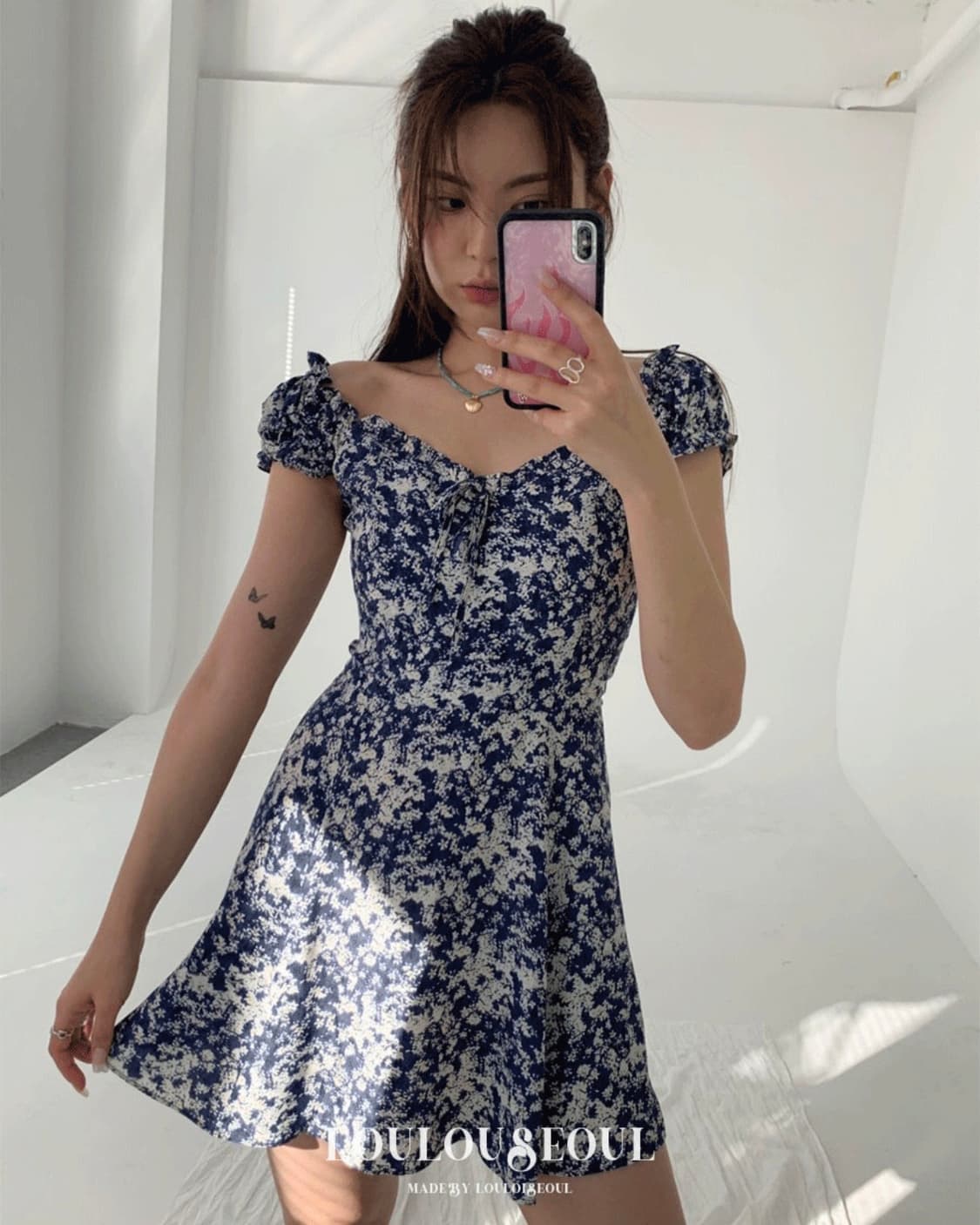 (새상품) 루루서울 베로나 퍼프 미니 드레스 블루 상품이미지1