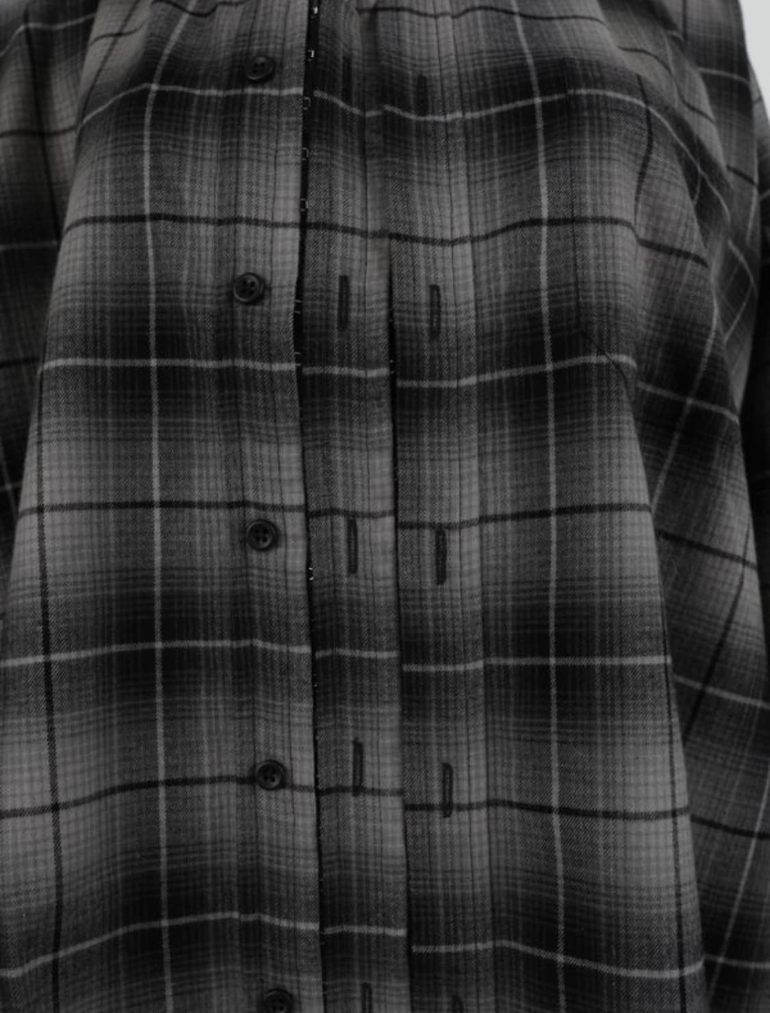 와이프로젝트 디컨스트럭티드 체크 패턴 셔츠 그레이 상품이미지3