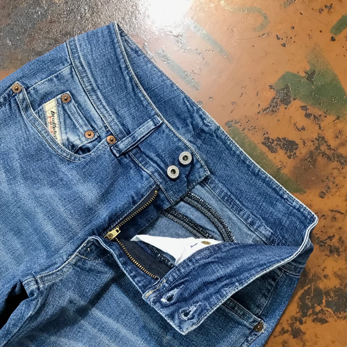 디젤 중청 하이웨스트 데님 팬츠 허리 27 28 사이즈 상품이미지6