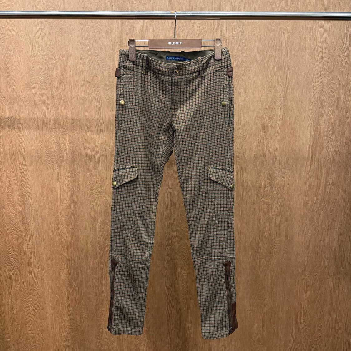 랄프로렌 카고 팬츠 체크 패턴 멀티 포켓 디테일 브라운 상품이미지2