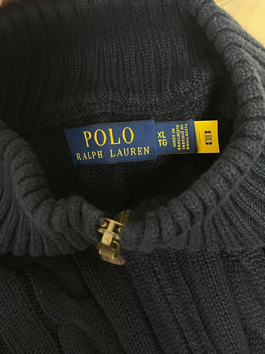 폴로 랄프로렌 반집업 꽈배기 니트 네이비 상품이미지3