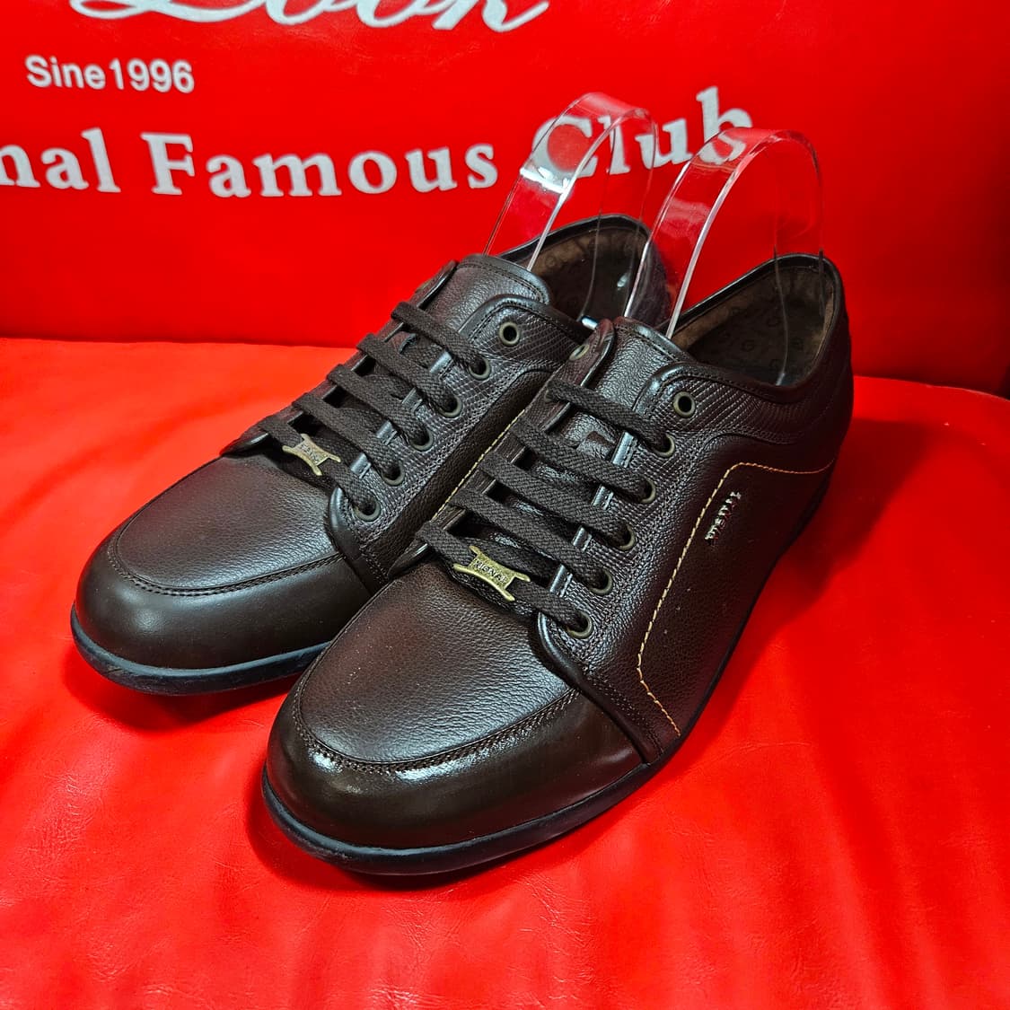  (새상품) XIGNAL 브라운 레더 핸드메이드 스니커즈 상품이미지1