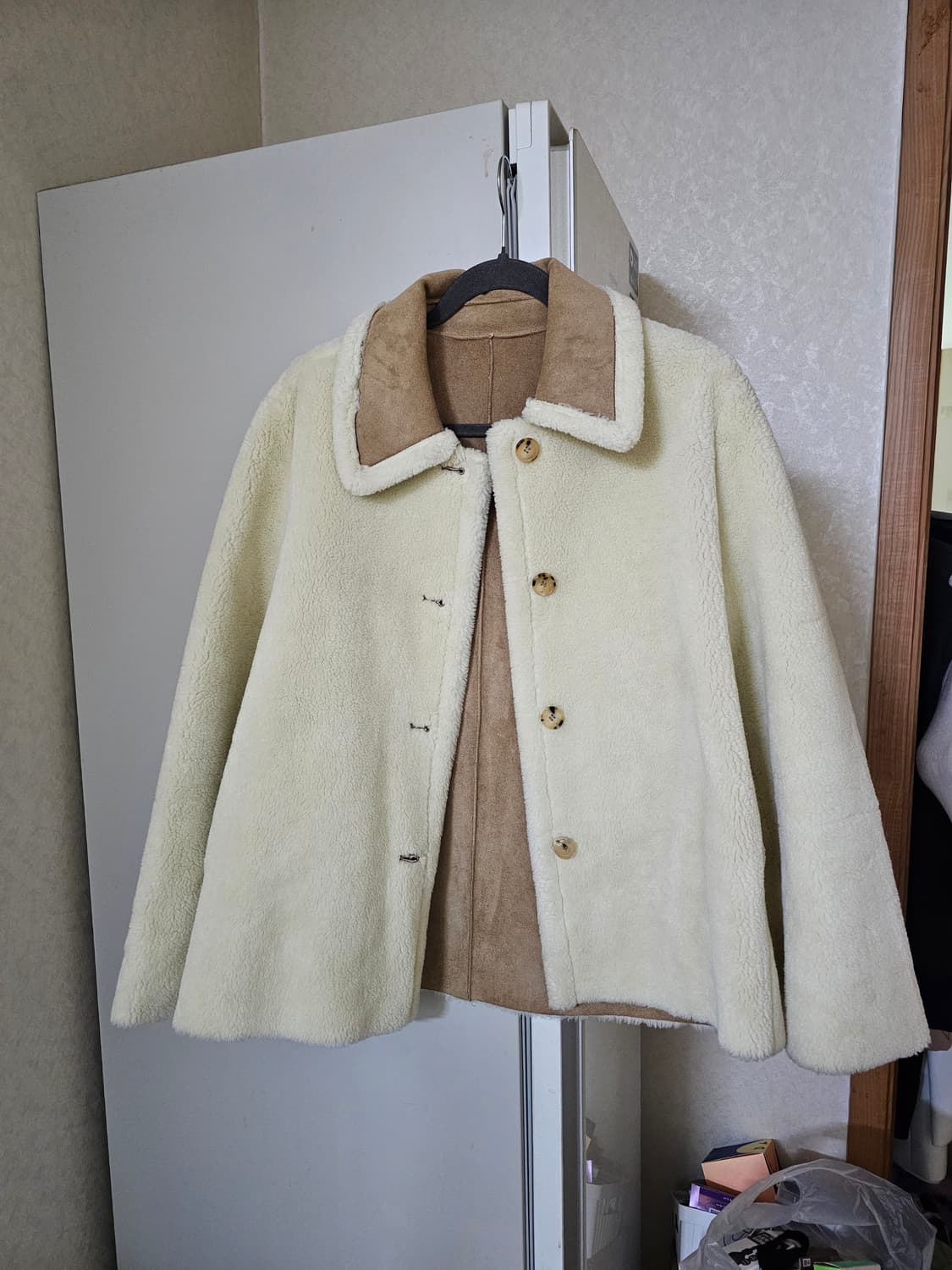 HAUSWOMEN 리버시블 무스탕 양털 코트 상품이미지4