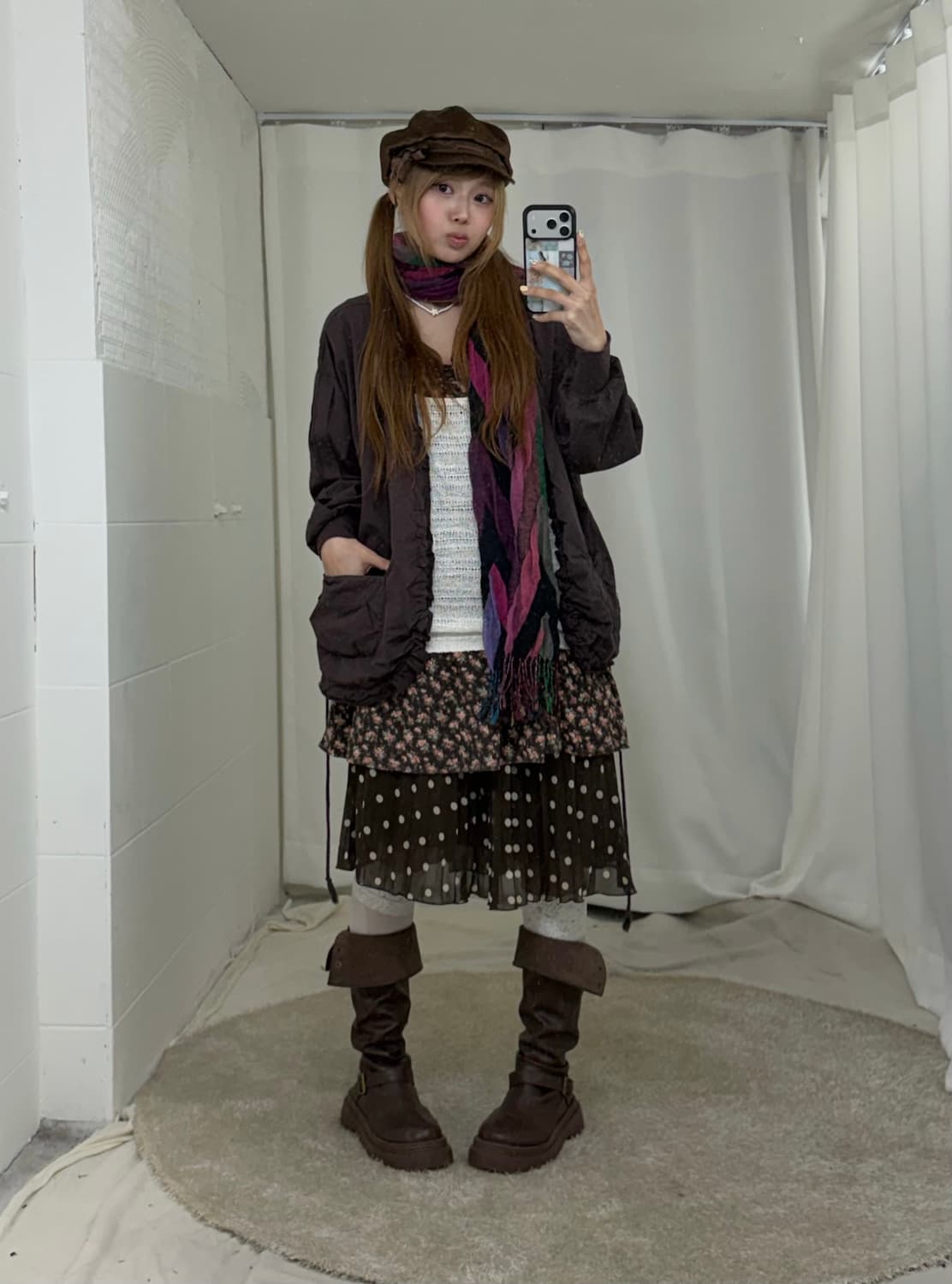 초코브라운 하구미 모리걸 잔꽃 도트 코디세트 상품이미지1