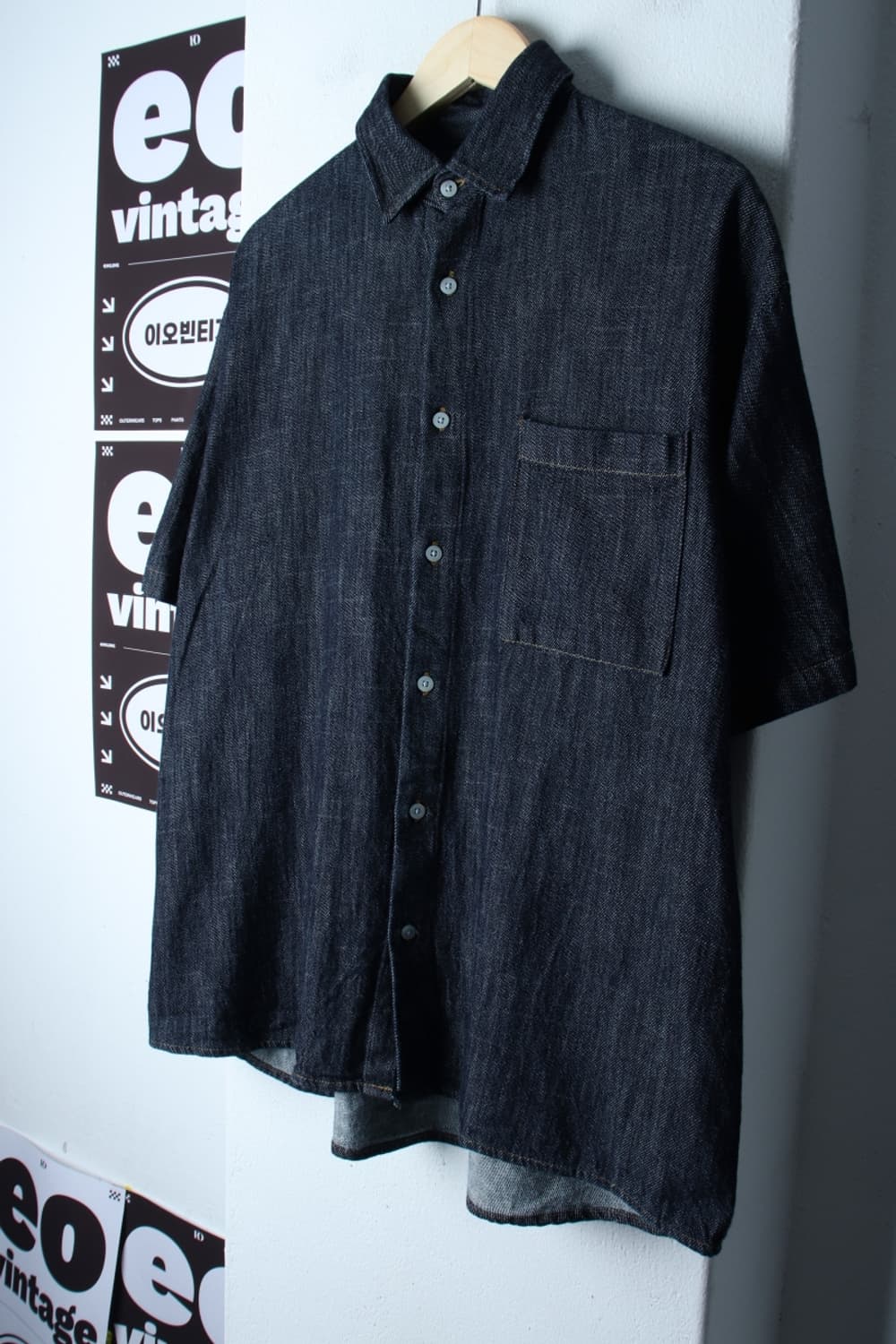 (L-2XL) 어반드레스 반팔 카라 티셔츠 셔츠 남방 데님-H32627 상품이미지1