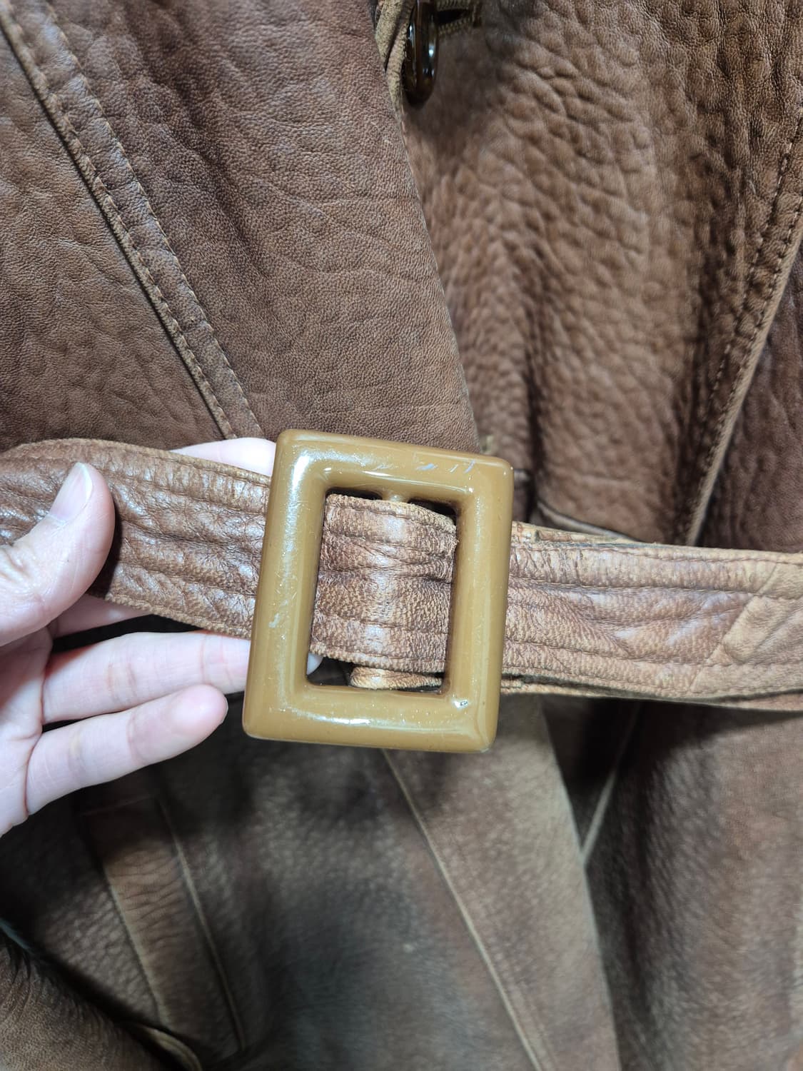 MEKKA 빈티지 브라운 가죽 코트 상품이미지4