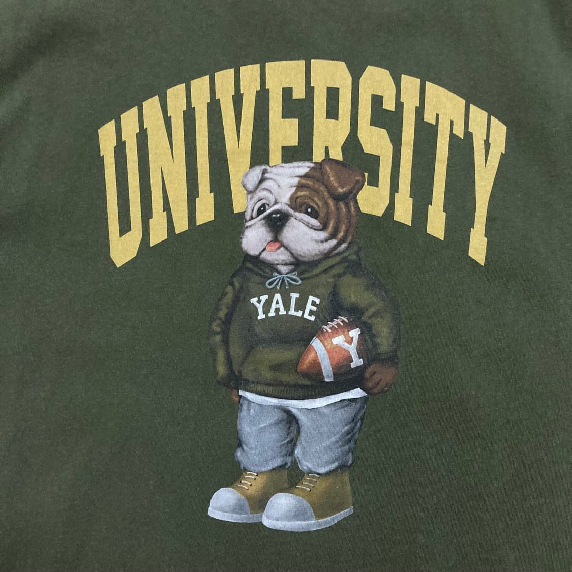예일 유니버시티 핸섬 댄 빅로고 카키 반팔티 상품이미지2