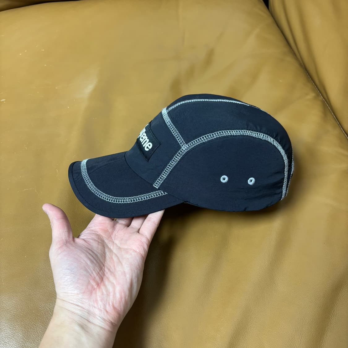 슈프림 캠프캡 모자 박스로고 23ss 리플렉티브 스티치 블랙 상품이미지5