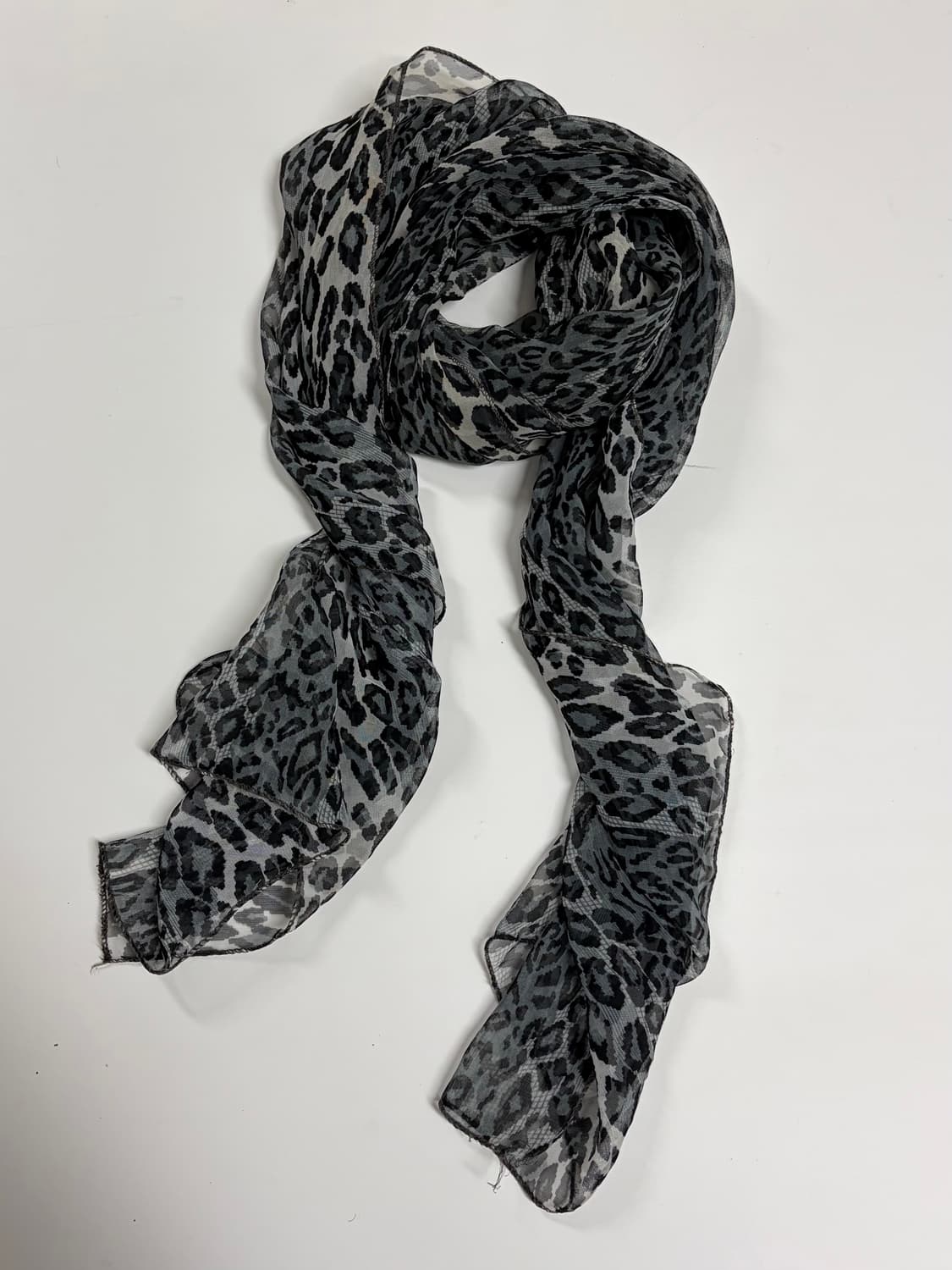 무채색 갸루 시스루 목도리 레오파드 호피 머플러 상품이미지1