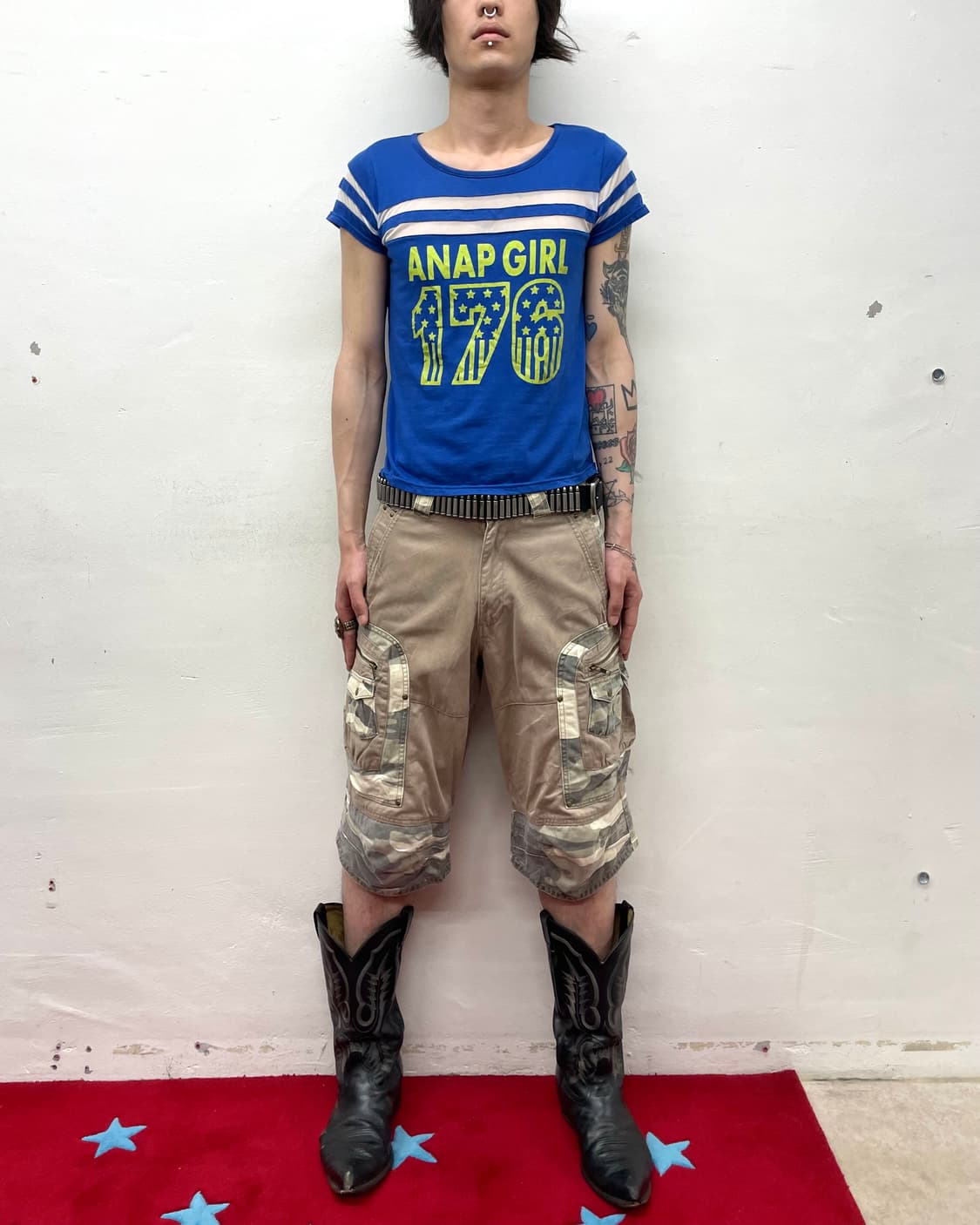 ANAP GIRL Retro Mesh Blue T-shirt  상품이미지3