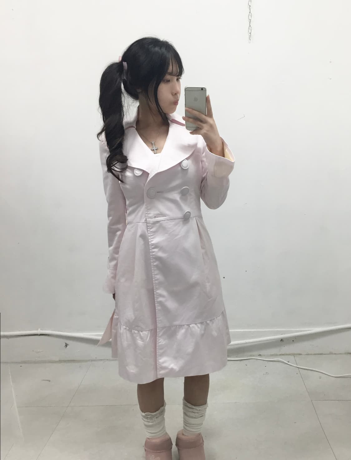 [PINKY GIRLS] 로걀 핑크 트렌치코트 상품이미지1