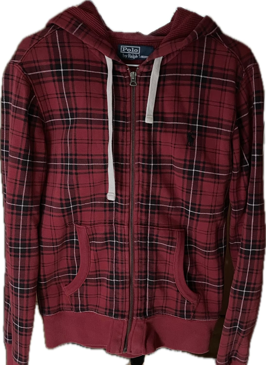 폴로 레드 체크 후드집업 상품이미지1