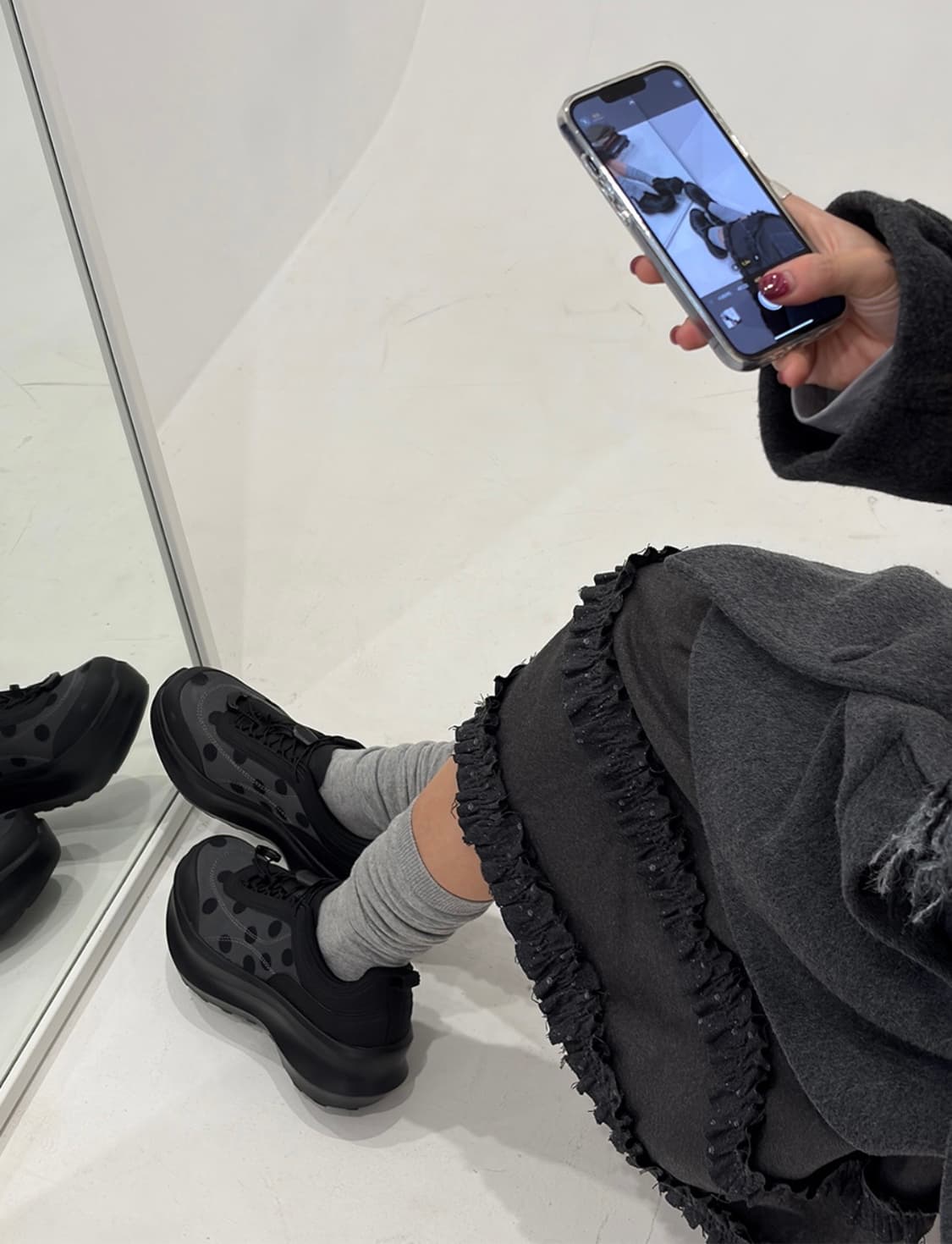 송이송이×야세 플랫폼 도트 스니커즈 상품이미지4