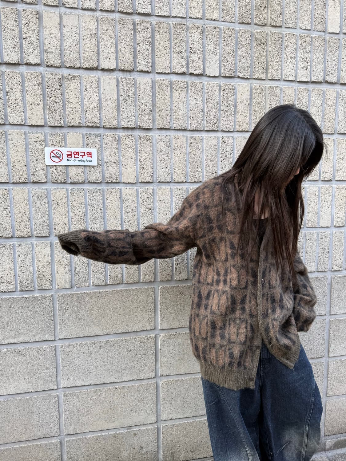 니들스 빠삐용 브라운 패턴 가디건 상품이미지2