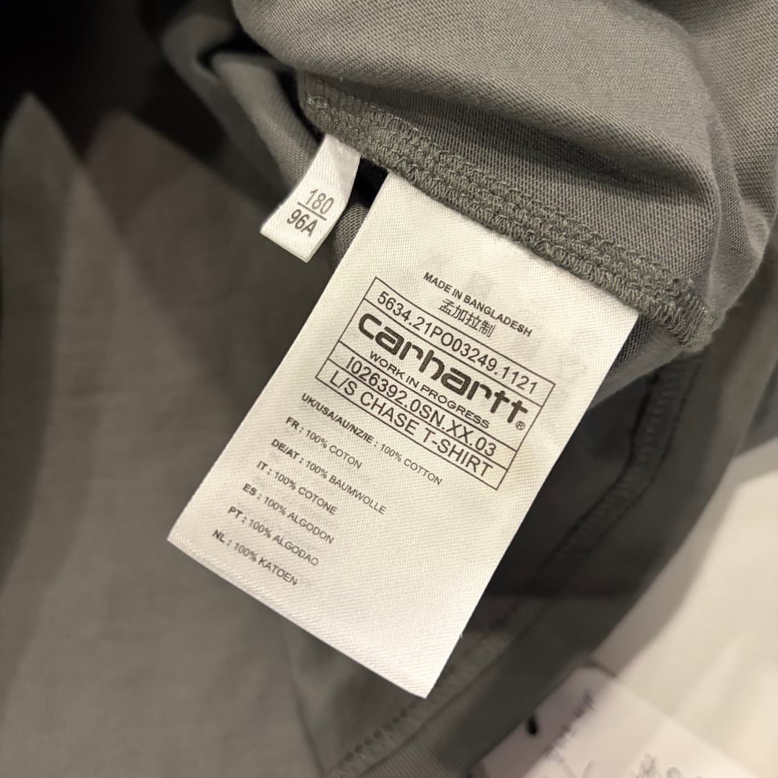 [L] 칼하트 WIP 긴팔 롱슬리브 티셔츠 챠콜 C534 상품이미지6