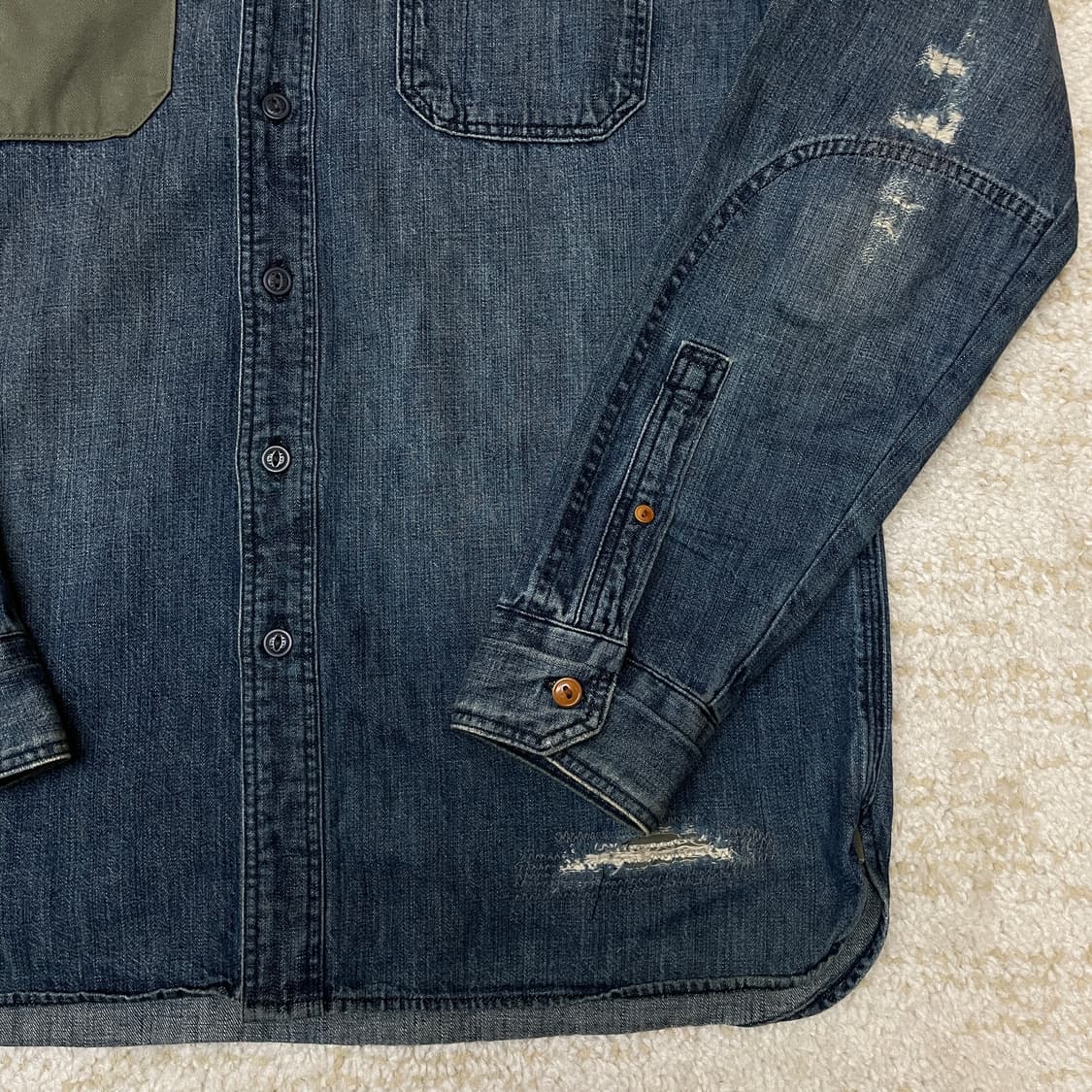 [M] 리바이스 재팬 밀리터리 데님 데미지, 패치 데님 워크 셔츠   상품이미지2