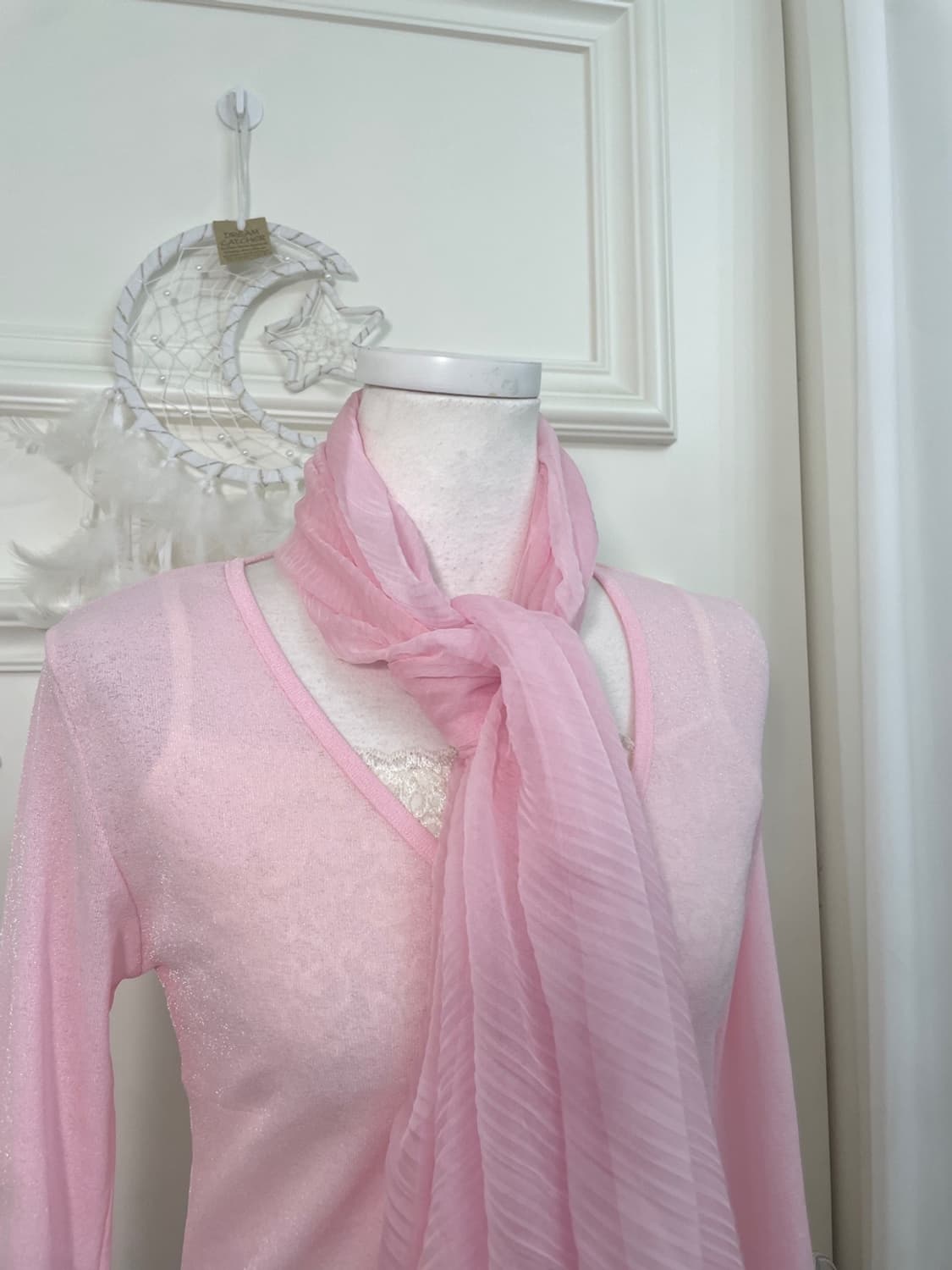 pink crease chiffon basic scarf 상품이미지3