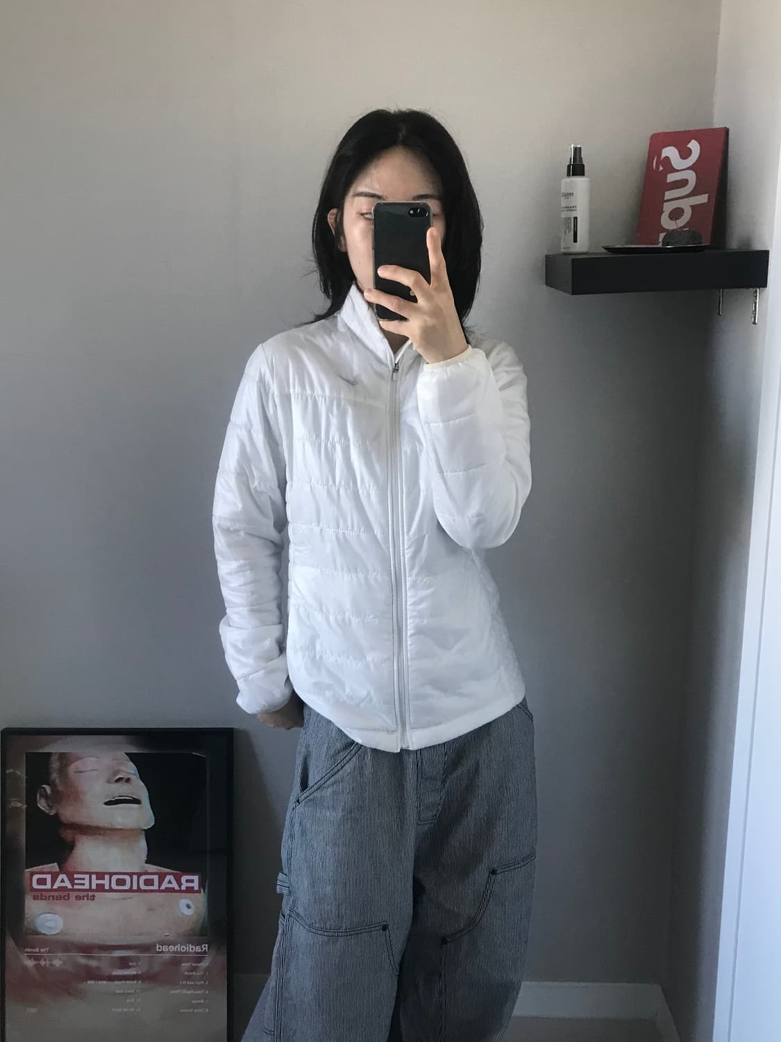 나이키 00년대 올드스쿨 은색 스우시 화이트 경량패딩 상품이미지3