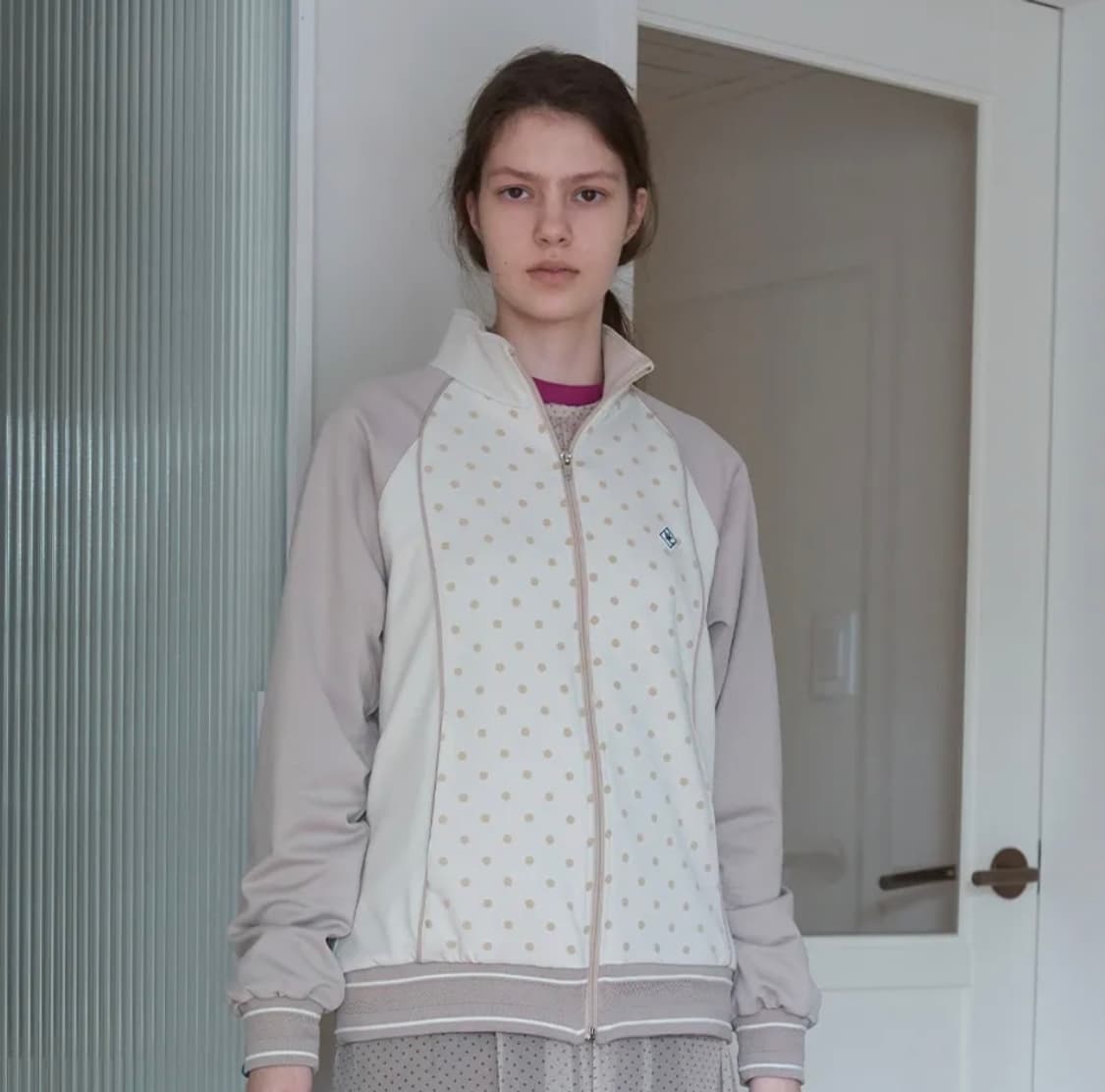 노컨텐츠 Dot jersey jacket_ Cream beige 상품이미지1