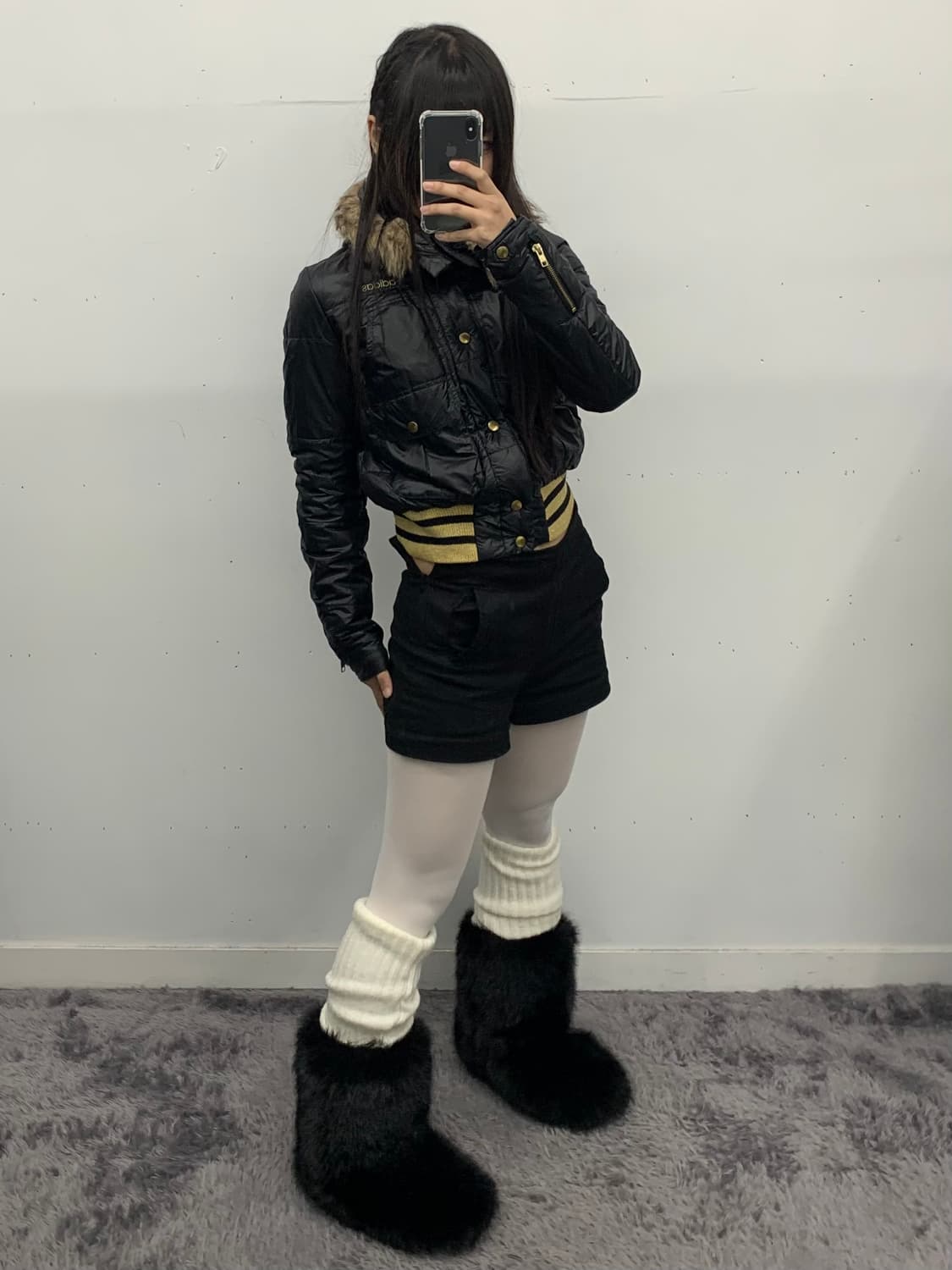 아디다스 y2k 골드 라이더 퍼 푸퍼 다운자켓 상품이미지1