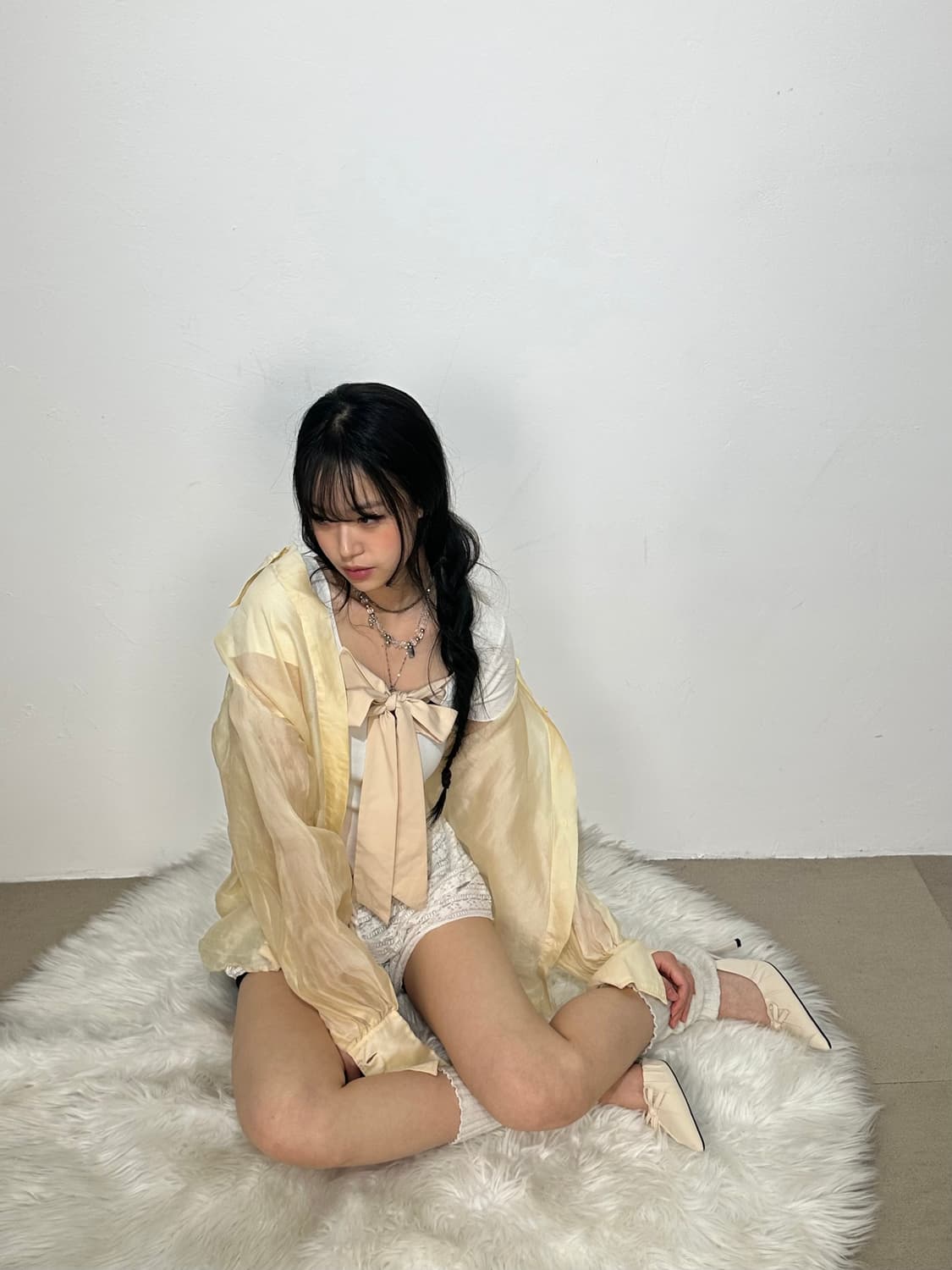 옐로우 시스루 셔츠 상품이미지1