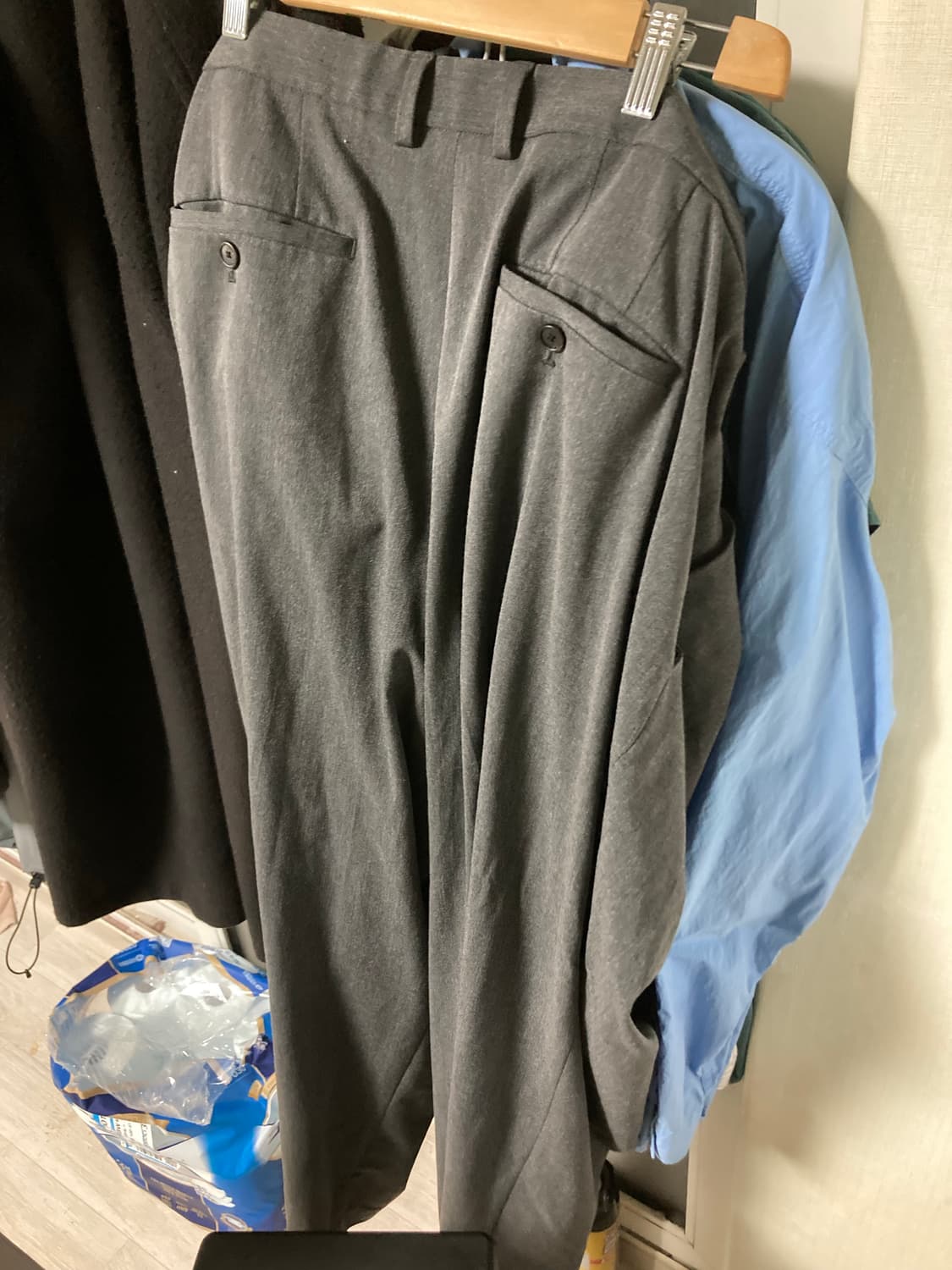 무탠다드 슈퍼 와이드 히든 밴딩 슬랙스 미디엄 그레이 40인치 상품이미지6