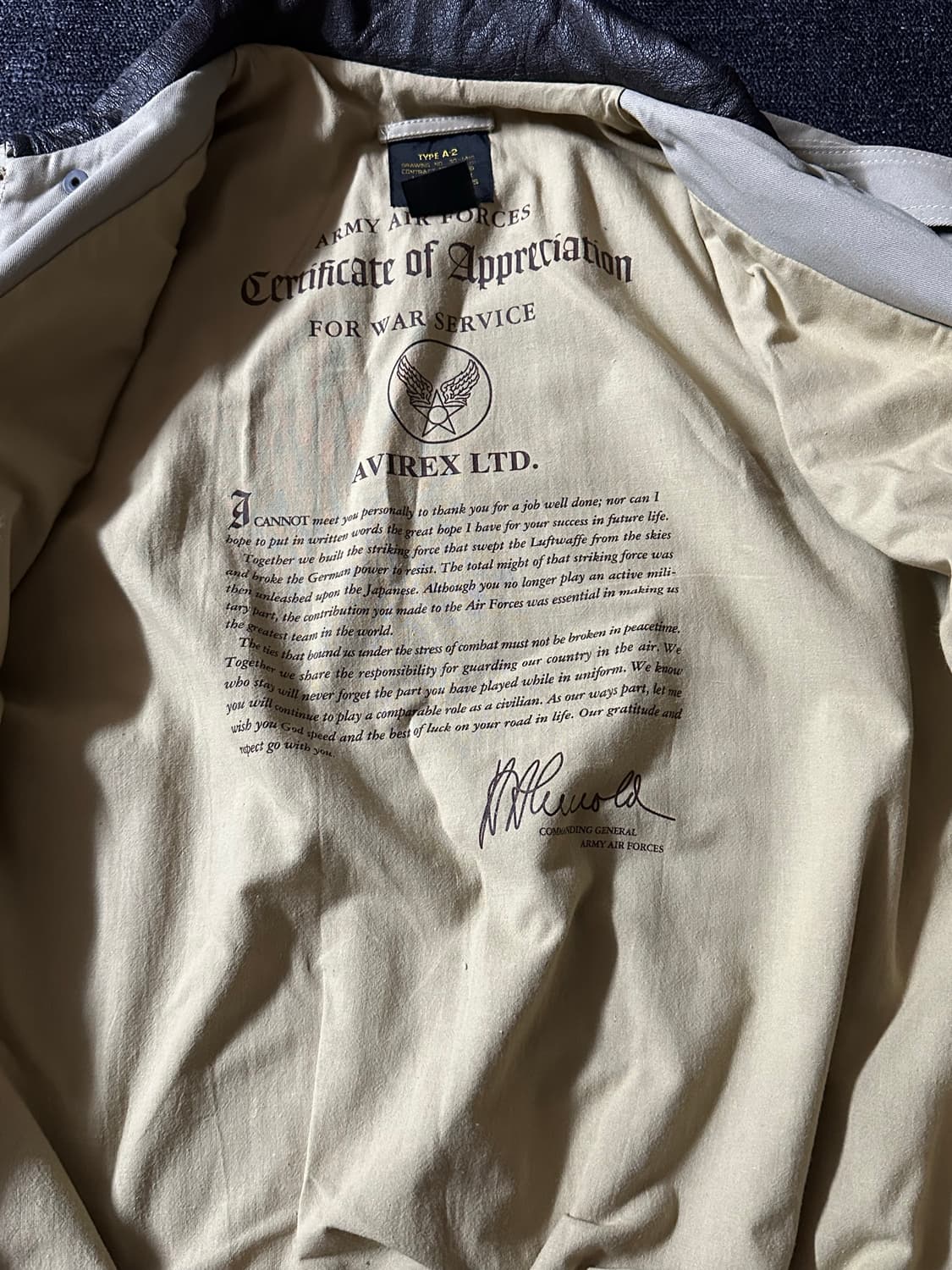 80s 아비렉스 LTD. TYPE A-2 U.S.A 빈티지 플라이트 자켓 상품이미지9