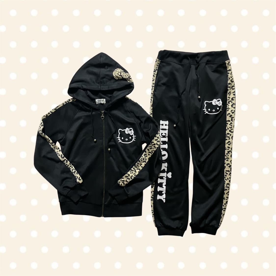 갸루 헬로키티 져지 고전 셋업 레오파드 핀터깔 Hello Kitty 상품이미지1