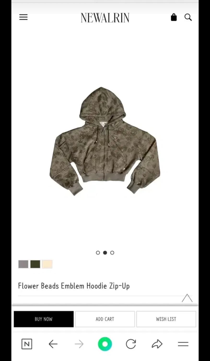 뉴얼린 flower beads emblem hoddie zip-up 상품이미지1