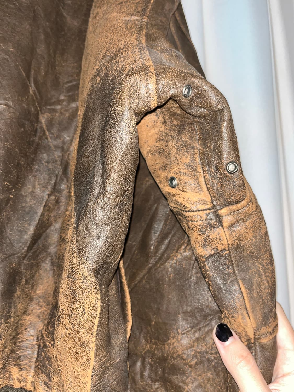 90s distressed brown leather jacket 상품이미지5