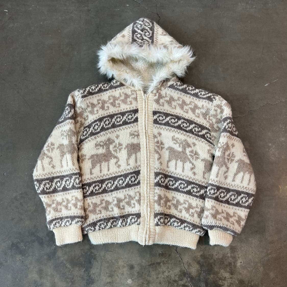 노르딕패턴 니트 후드집업 상품이미지1