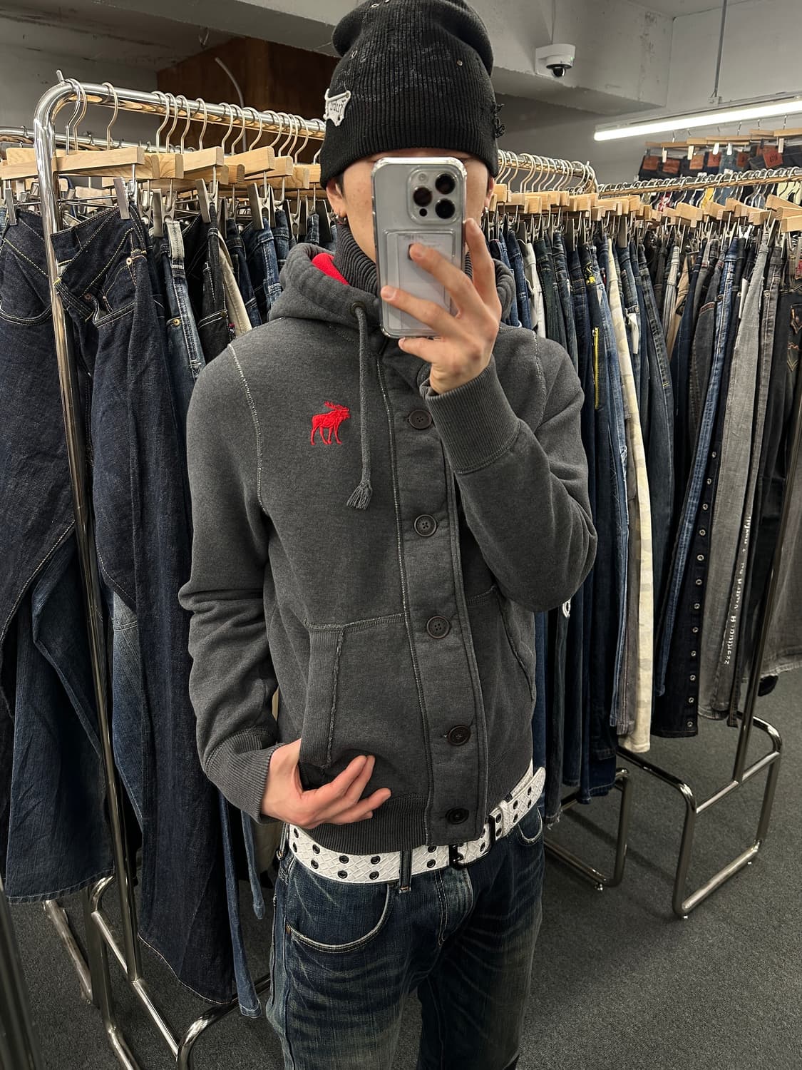 M) 아베크롬비 무스 로고 버튼 후드집업 상품이미지1