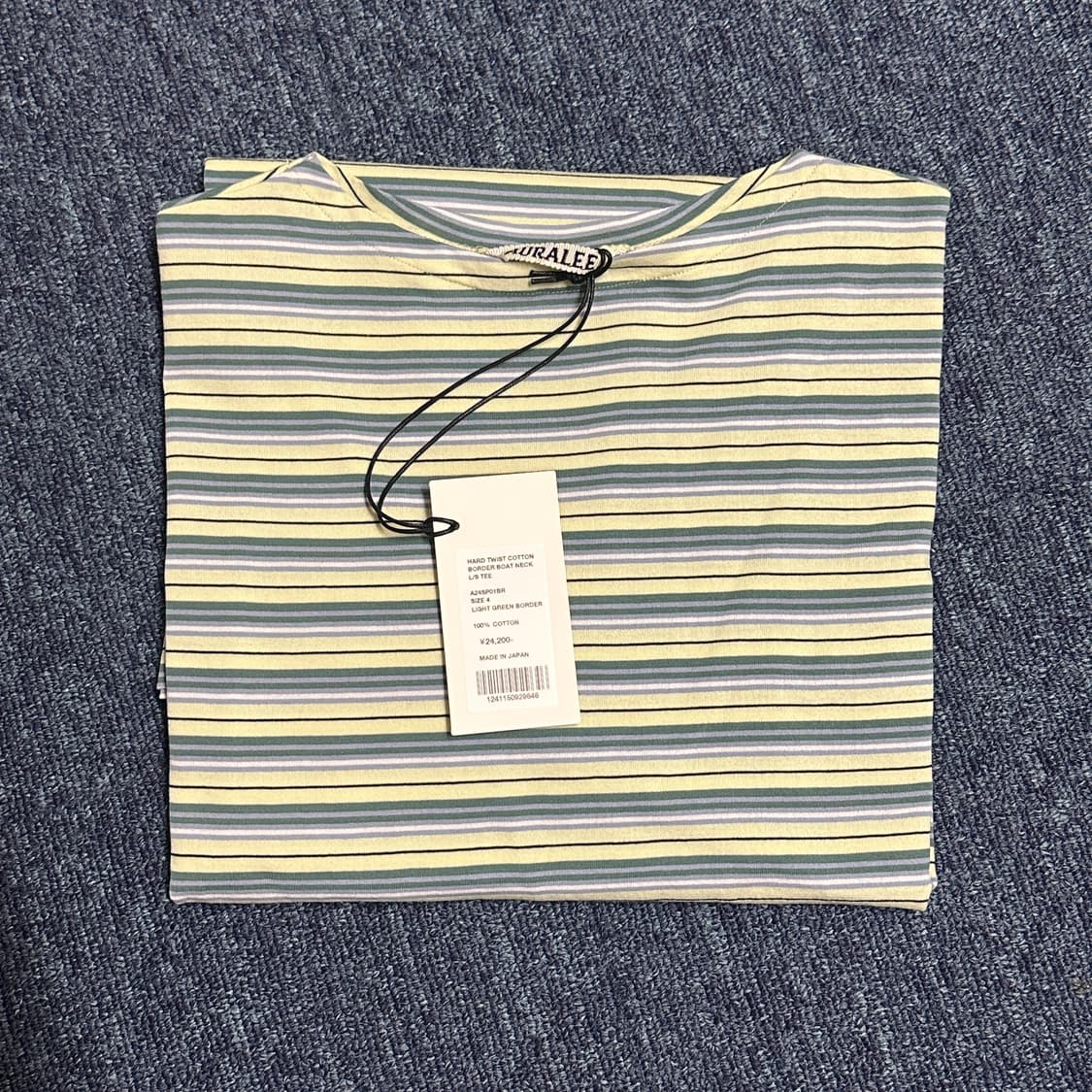 [4] 24SS 오라리 하드 트위스트 코튼 보더 보트넥 롱슬리브 티셔츠 상품이미지3