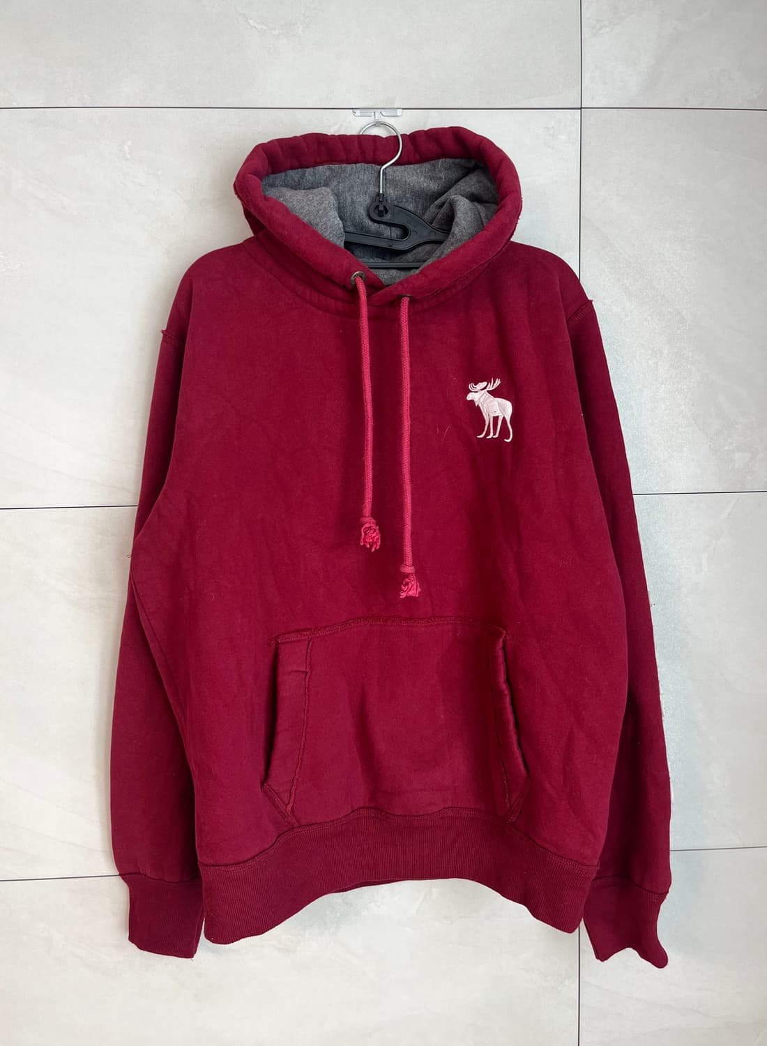 아베크롬비 화이트순록 버건디 후드티 [L] 상품이미지4