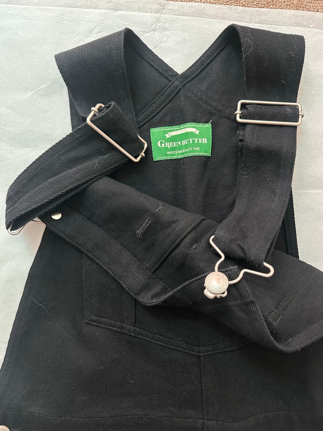 GREENBUTTER 그린버터 블랙 롱 데님 오버롤 스커트 상품이미지3