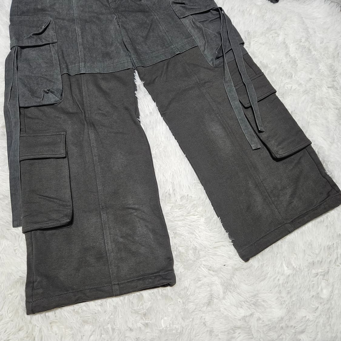 마뗑킴 저지 믹스드 카고 팬츠 차콜 S 상품이미지3