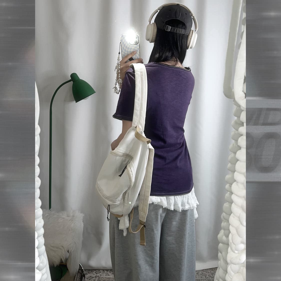 보라 와이드넥 빈티지 플라워 반팔 티셔츠  상품이미지7