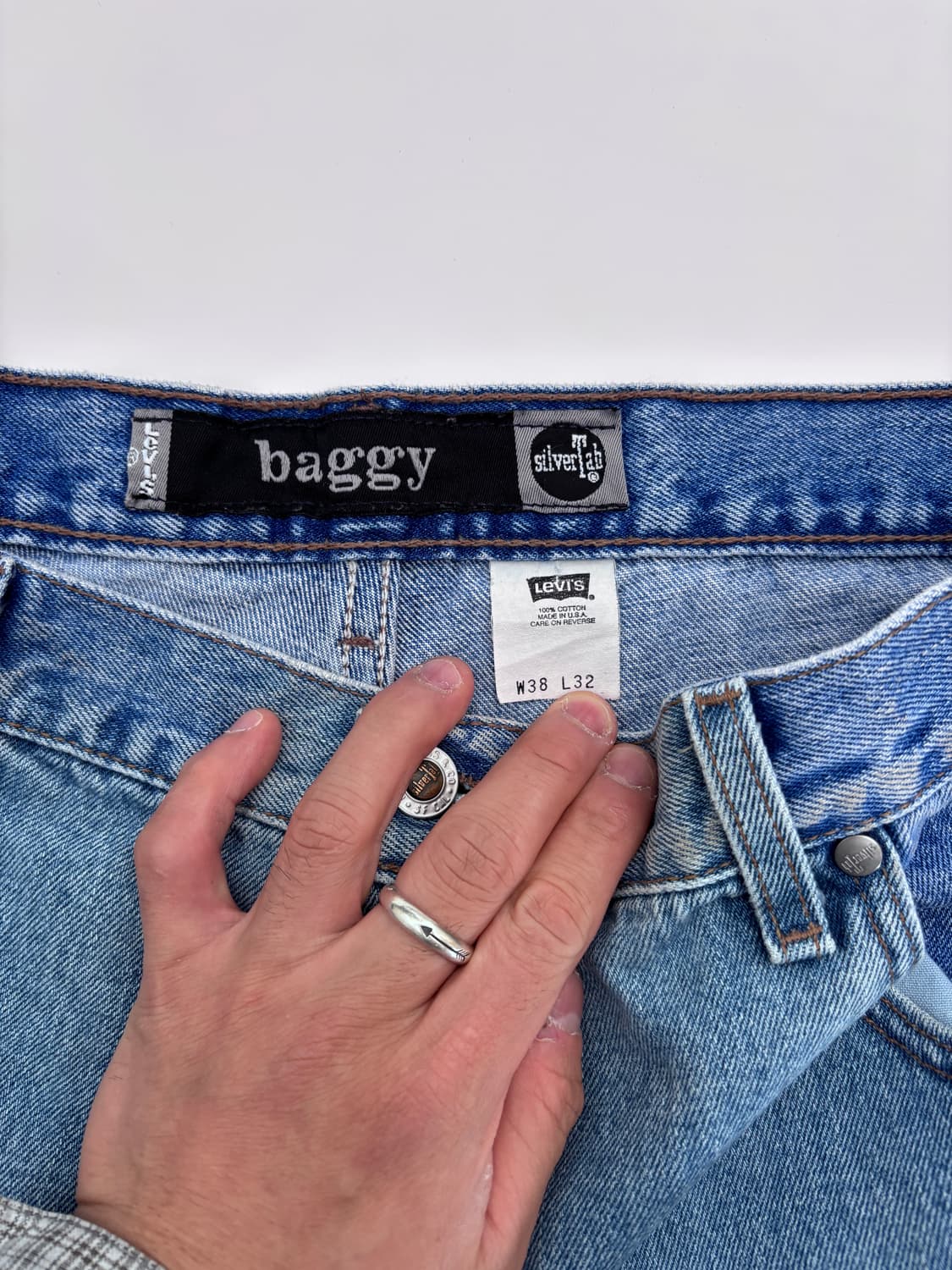 90s 리바이스 실버탭 배기진 연청 상품이미지5