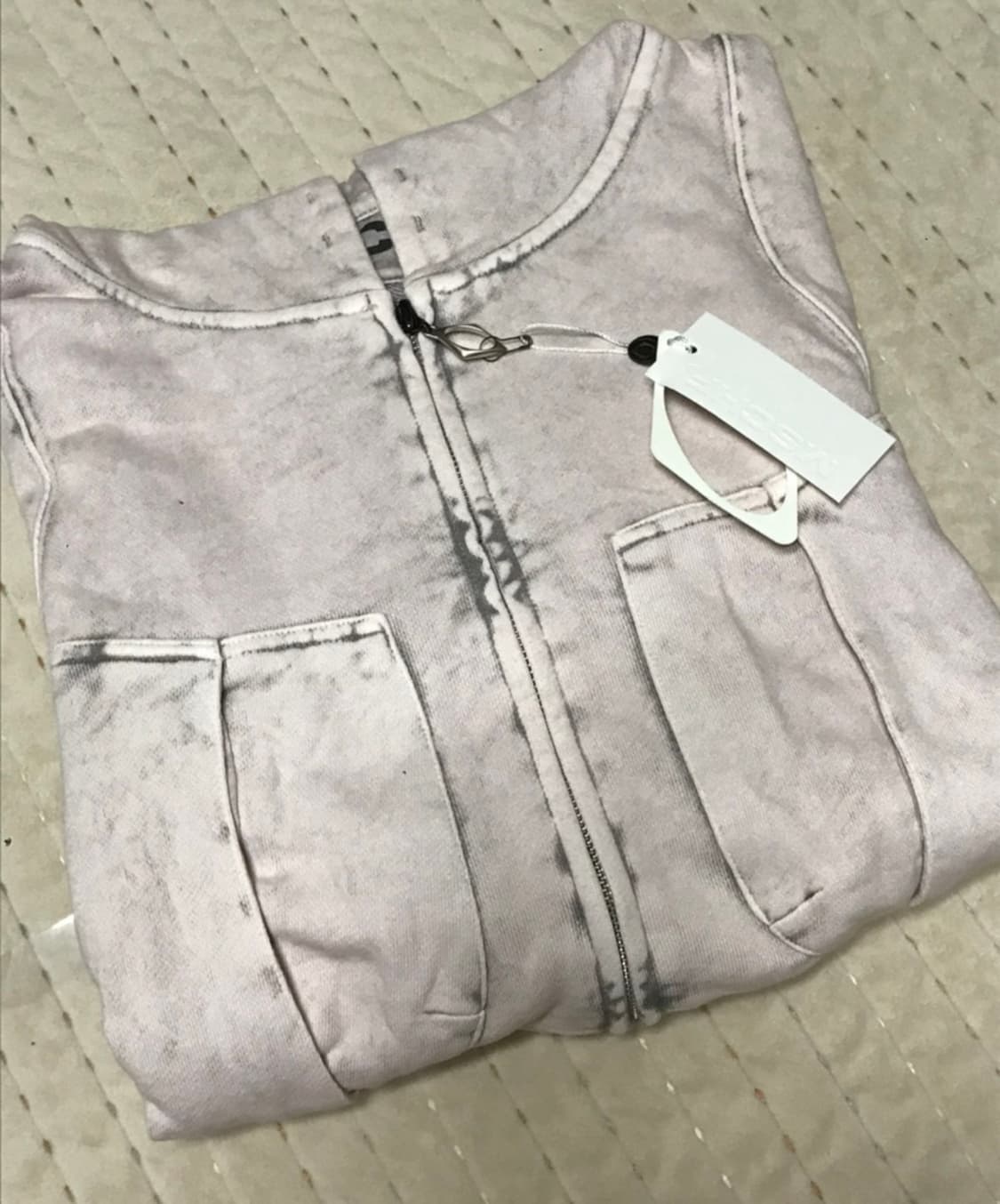 미스치프 롬버스 빅 포켓 후드집업 블리치드 핑크 그레이 M 상품이미지3