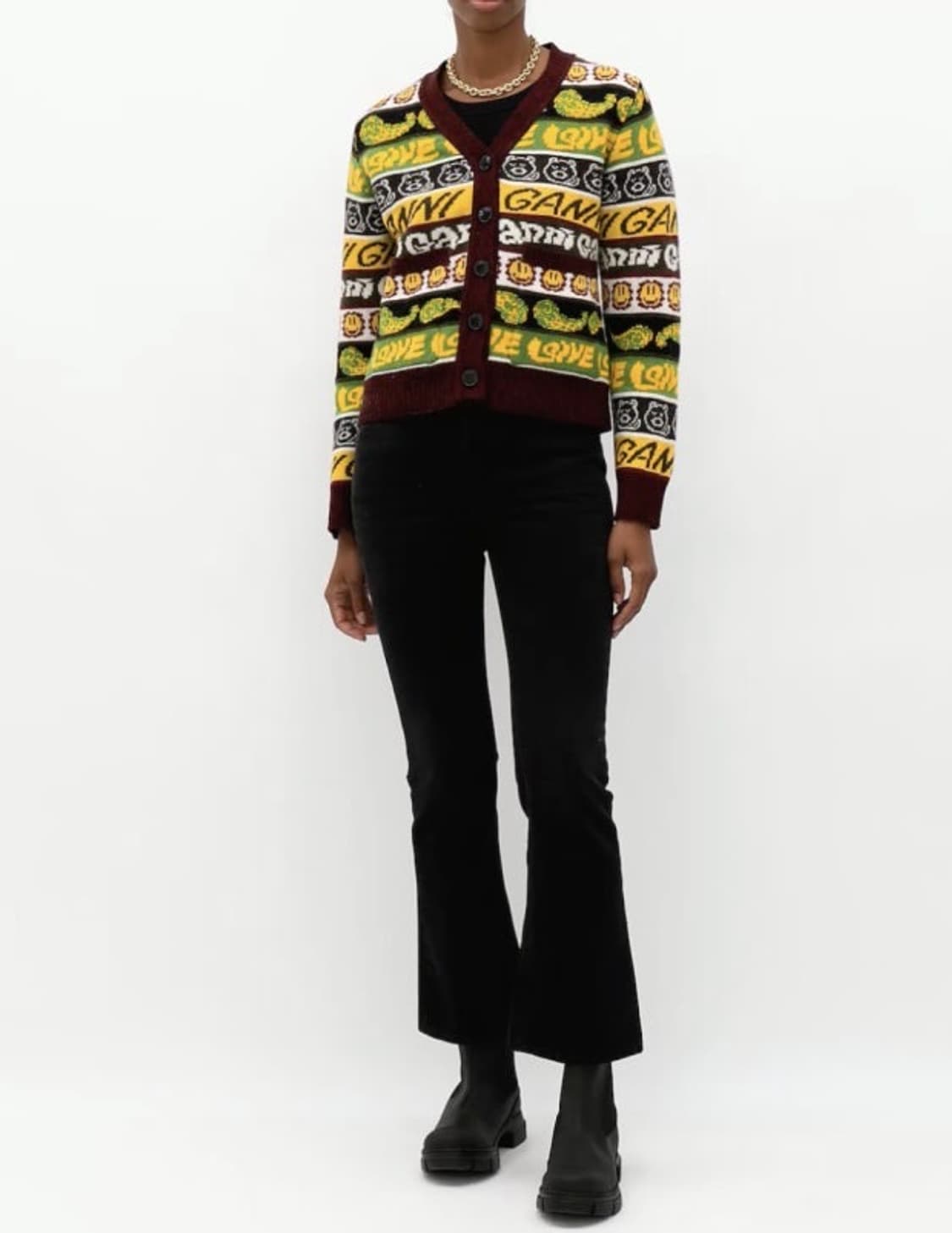 GANNI 가니 로고 패턴 울 가디건 상품이미지3