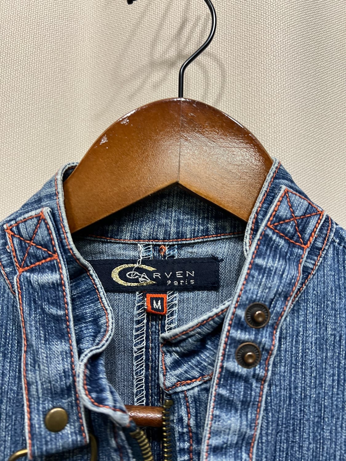 Carven 빈티지 차이나카라 데님 트러커 자켓  상품이미지4